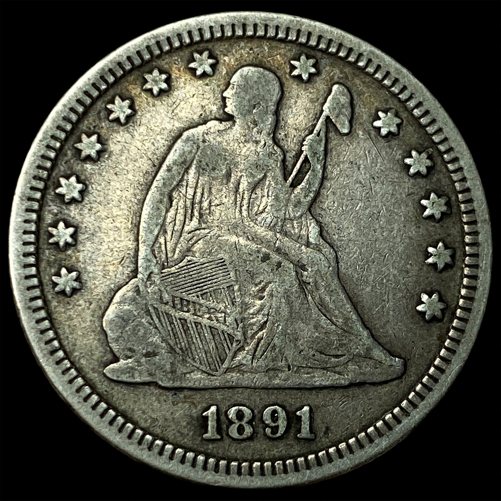 1891 Silver Quarter Dollar LIGHTLY CIRCULATED: 1891 Silver Quarter Dollar LIGHTLY CIRCULATED