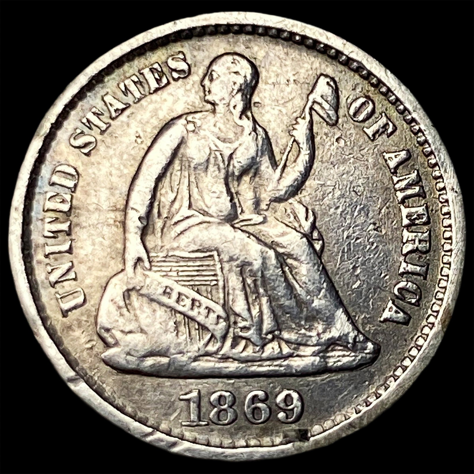 1869-S Silver Half Dime CLOSELY UNCIRCULATED: 1869-S Silver Half Dime CLOSELY UNCIRCULATED