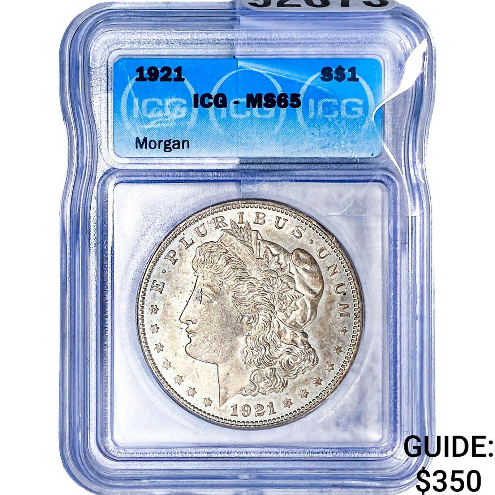 1921 Morgan Silver Dollar ICG MS65: 1921 Morgan Silver Dollar ICG MS65