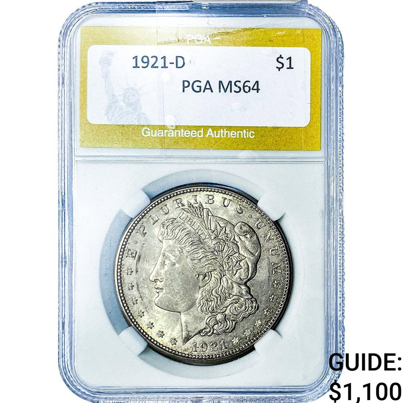 1921-D Morgan Silver Dollar PGA MS64: 1921-D Morgan Silver Dollar PGA MS64