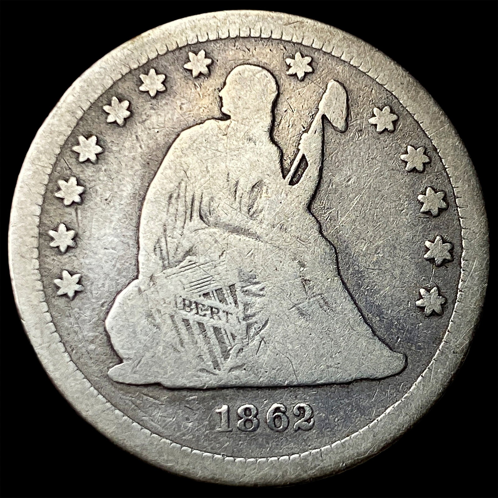 1862 Seated Liberty Quarter LIGHTLY CIRCULATED: 1862 Seated Liberty Quarter LIGHTLY CIRCULATED