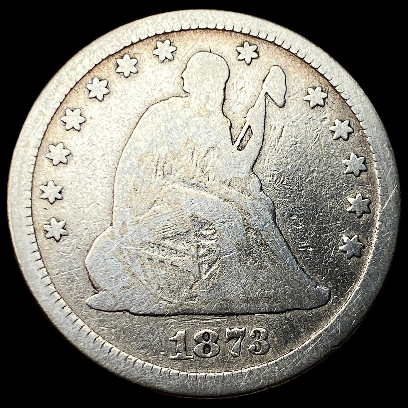 1873 Seated Liberty Quarter LIGHTLY CIRCULATED: 1873 Seated Liberty Quarter LIGHTLY CIRCULATED