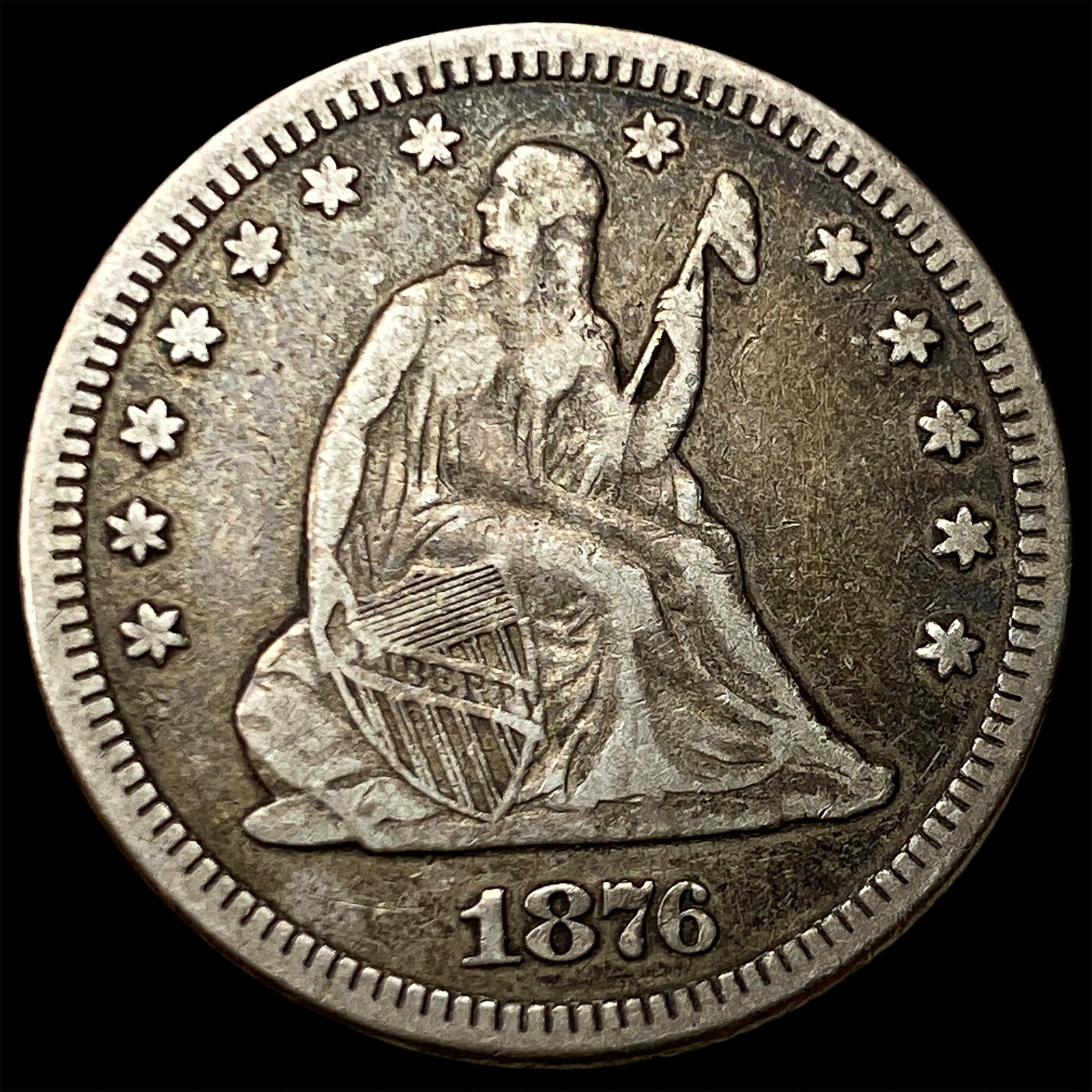 1876 Silver Seated Liberty Quarter LIGHTLY CIRCULATED: 1876 Silver Seated Liberty Quarter LIGHTLY CIRCULATED