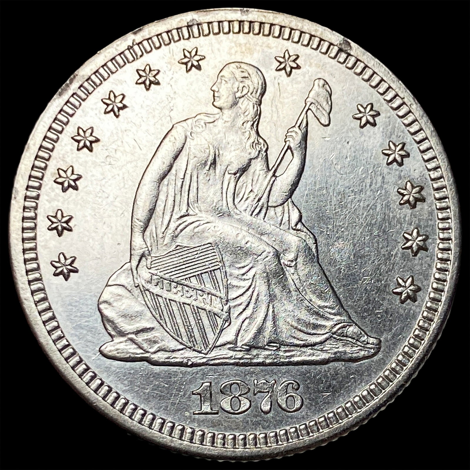 1876 Silver Seated Liberty Quarter CHOICE BU: 1876 Silver Seated Liberty Quarter CHOICE BU