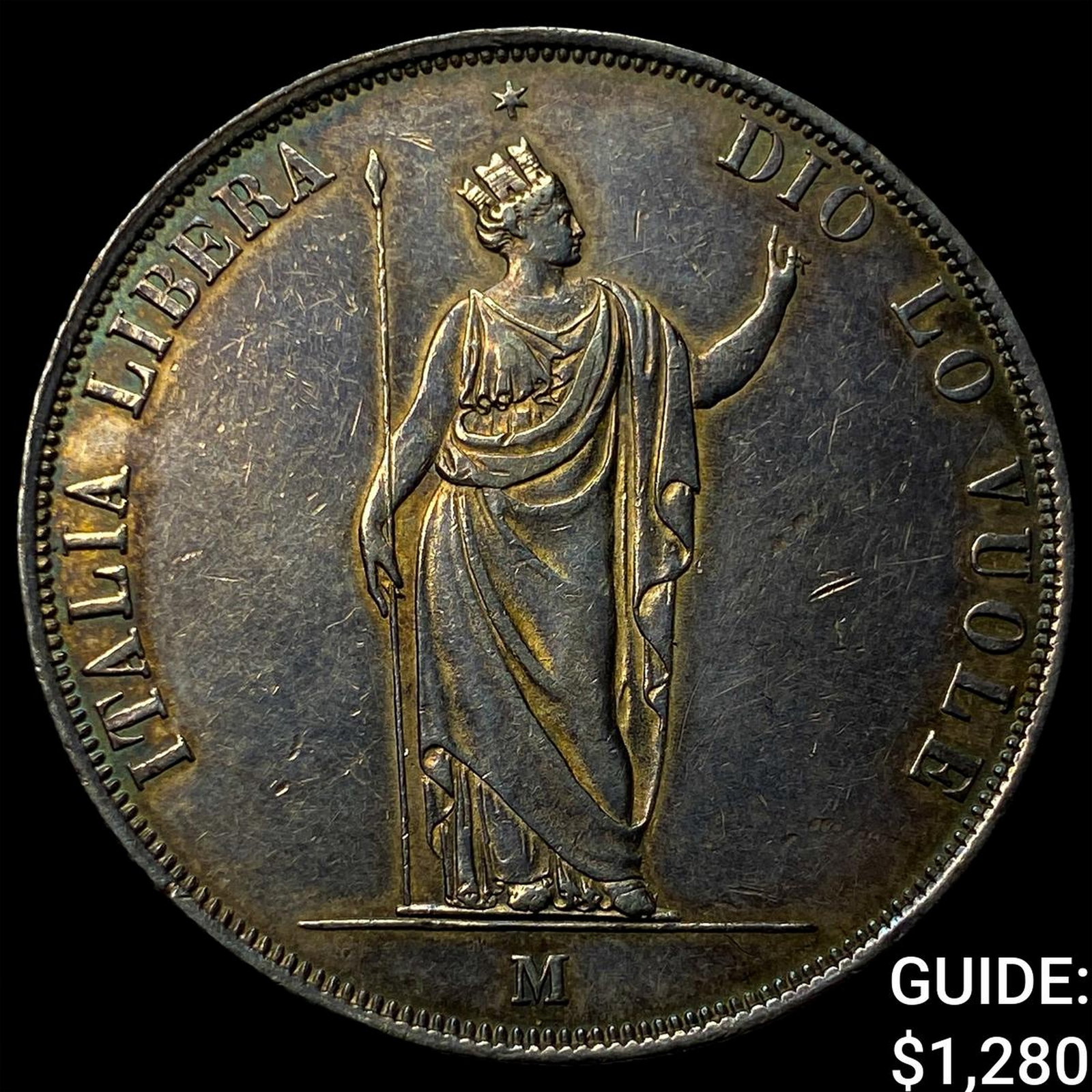 1848M I.S. Lombardy Silver 5 Lire Short Stems (1 of 2)