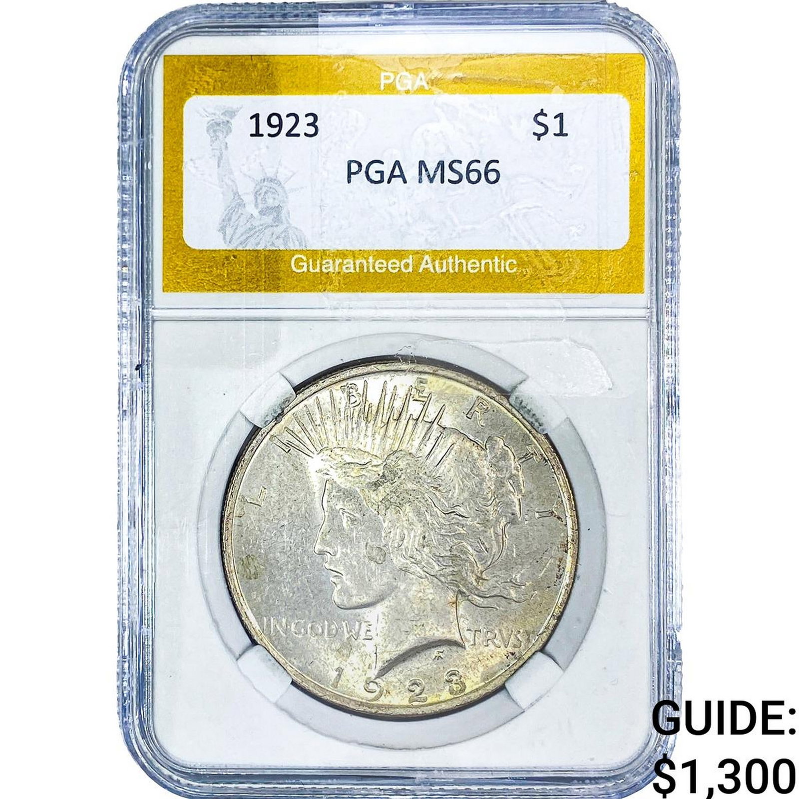 1923 Silver Peace Dollar PGA MS66: 1923 Silver Peace Dollar PGA MS66
