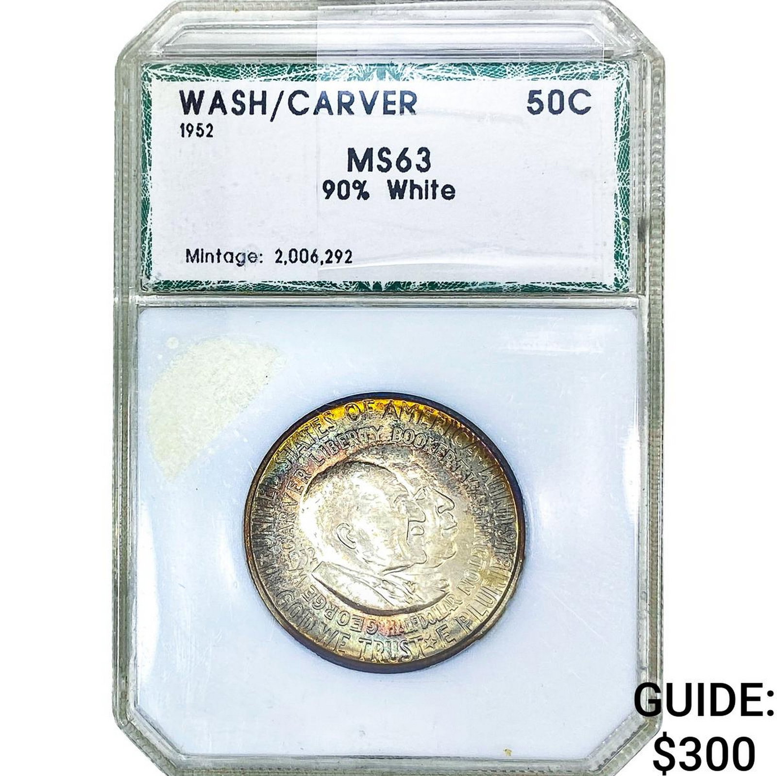 1952 Washington Carver Half Dollar PCI MS63: 1952 Washington Carver Half Dollar PCI MS63