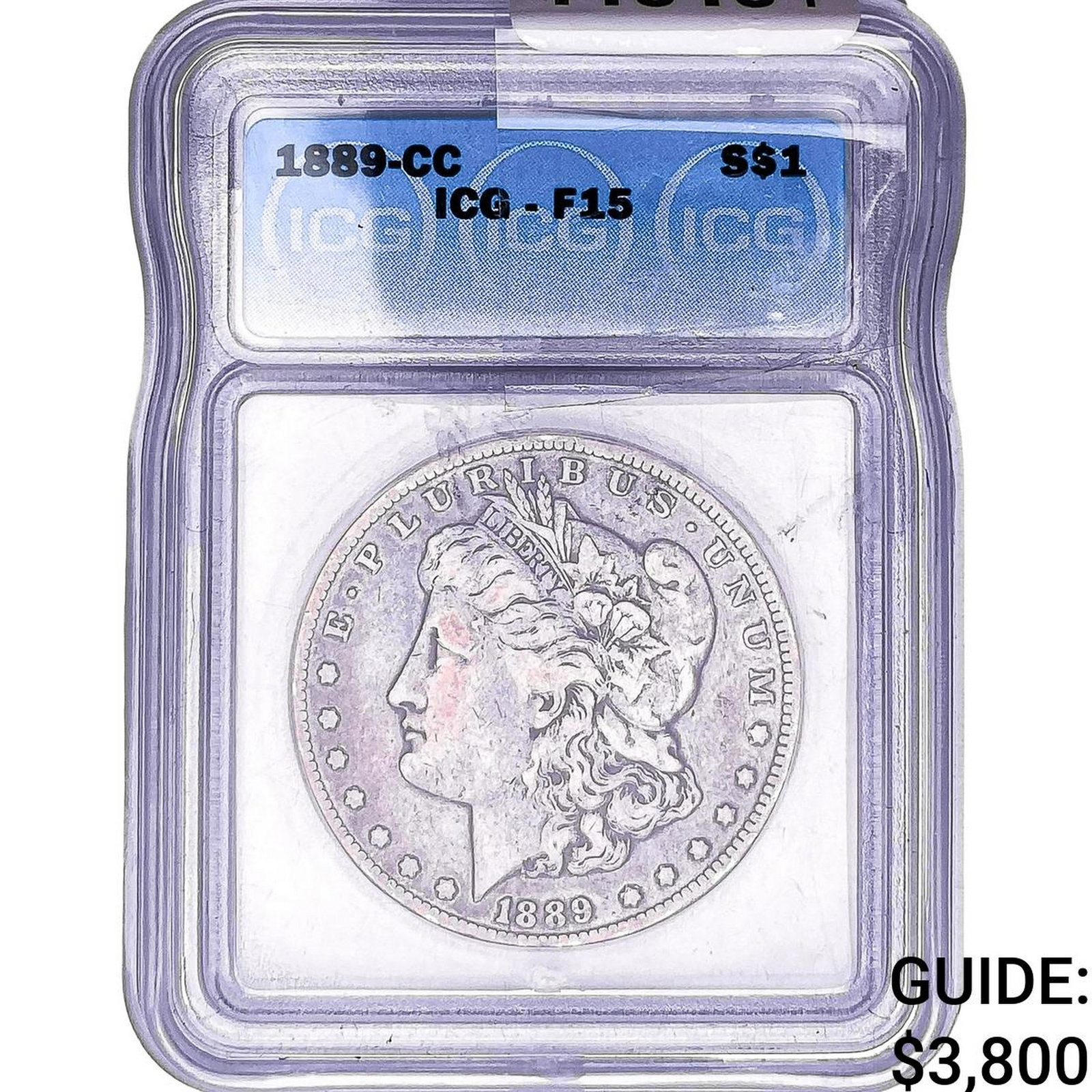 1889-CC Morgan Silver Dollar ICG F15: 1889-CC Morgan Silver Dollar ICG F15