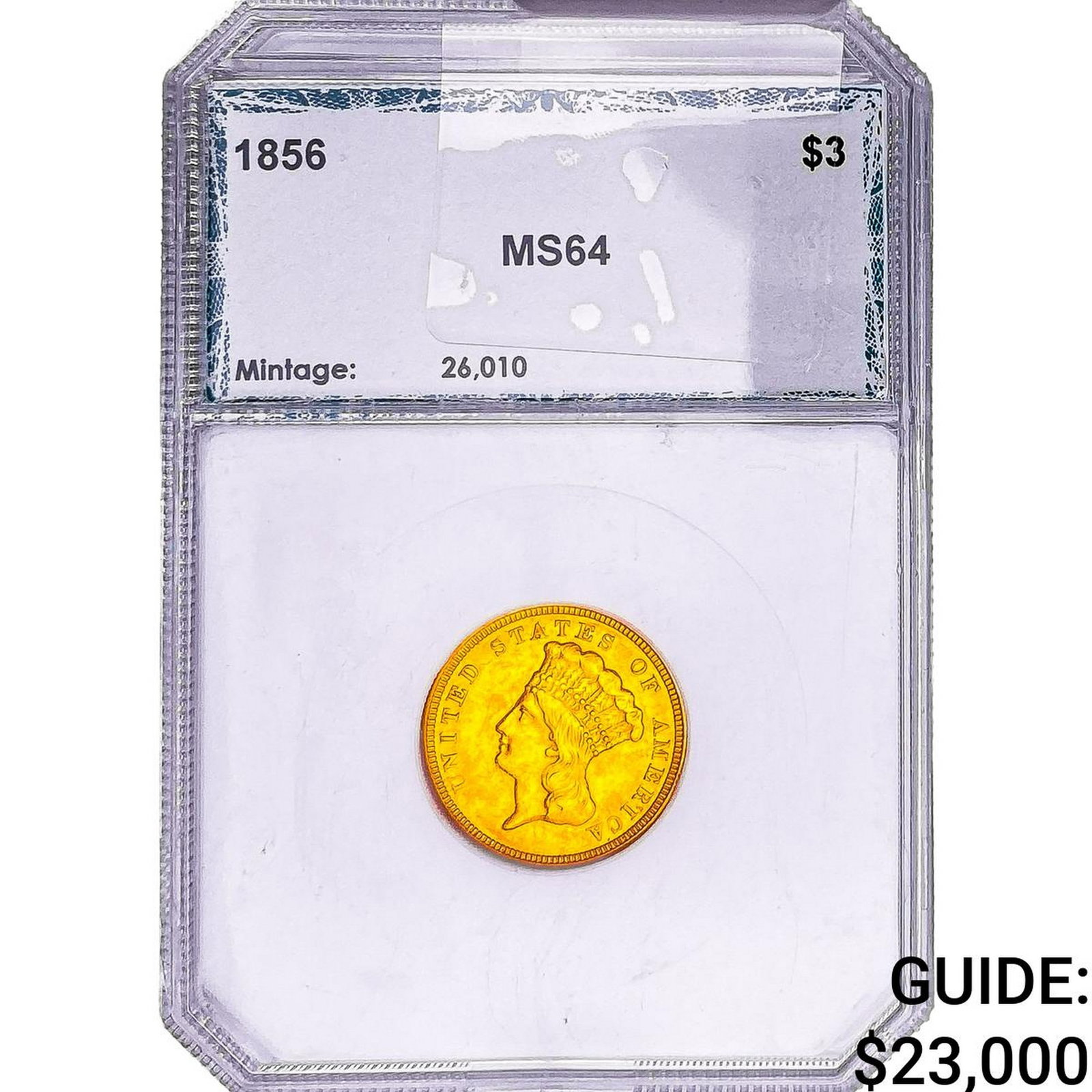1856 $3 Gold Piece PCI MS64 (1 of 2)