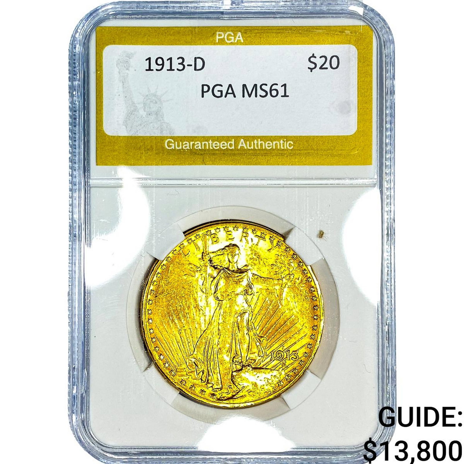 1913-D $20 Gold Double Eagle PGA MS61 (1 of 4)
