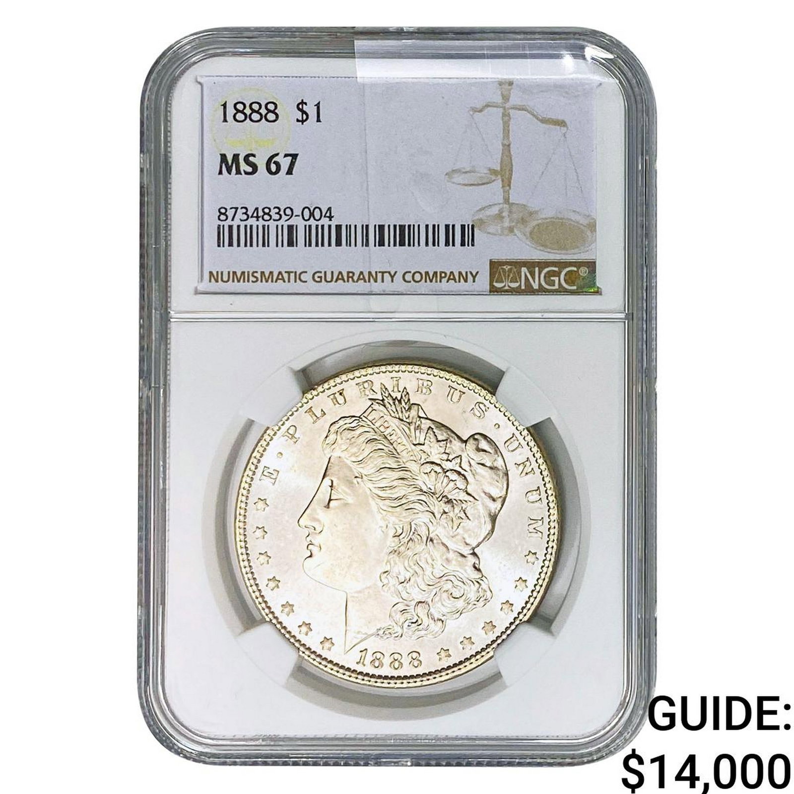 1888 Morgan Silver Dollar NGC MS67: 1888 Morgan Silver Dollar NGC MS67