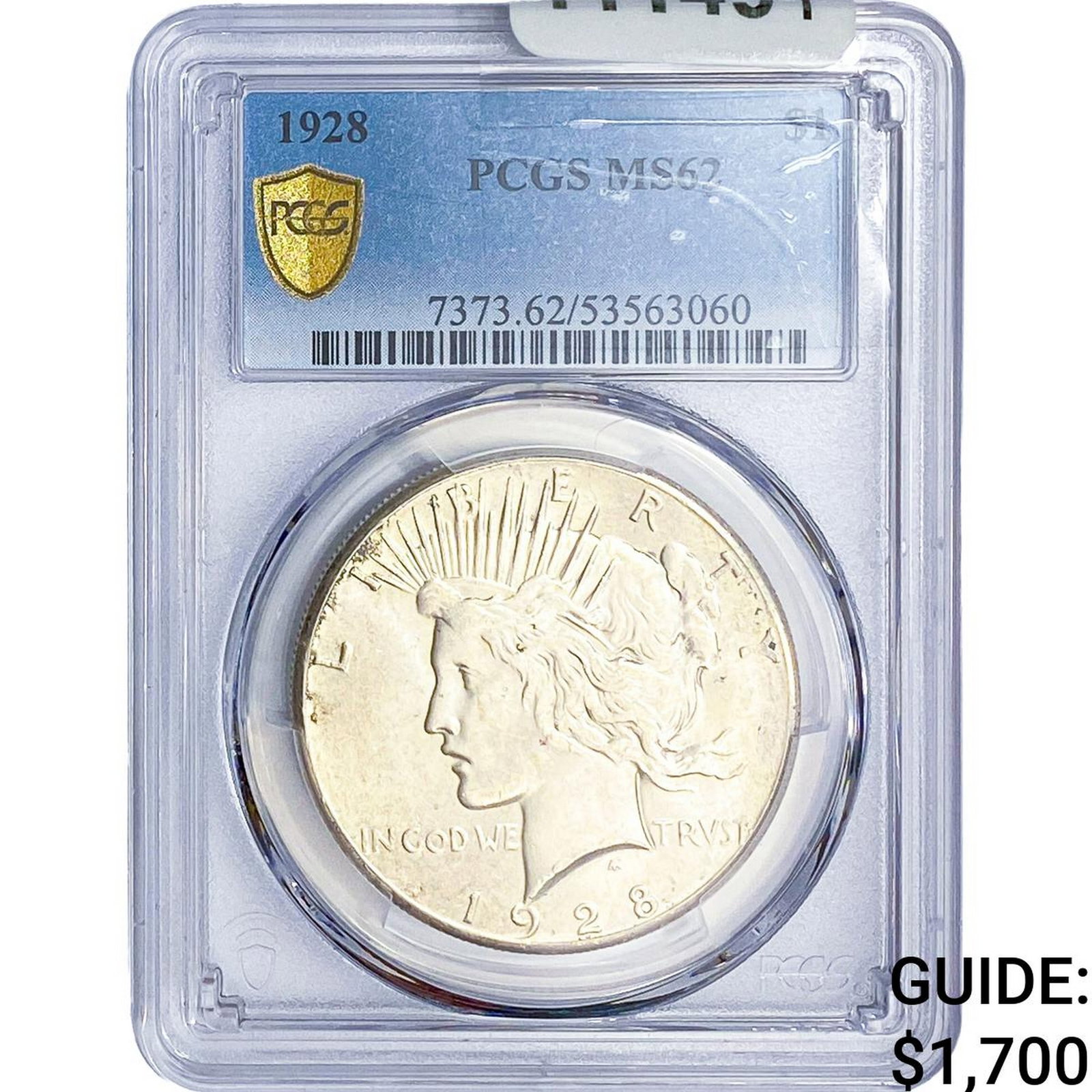 1928 Silver Peace Dollar PCGS MS62: 1928 Silver Peace Dollar PCGS MS62