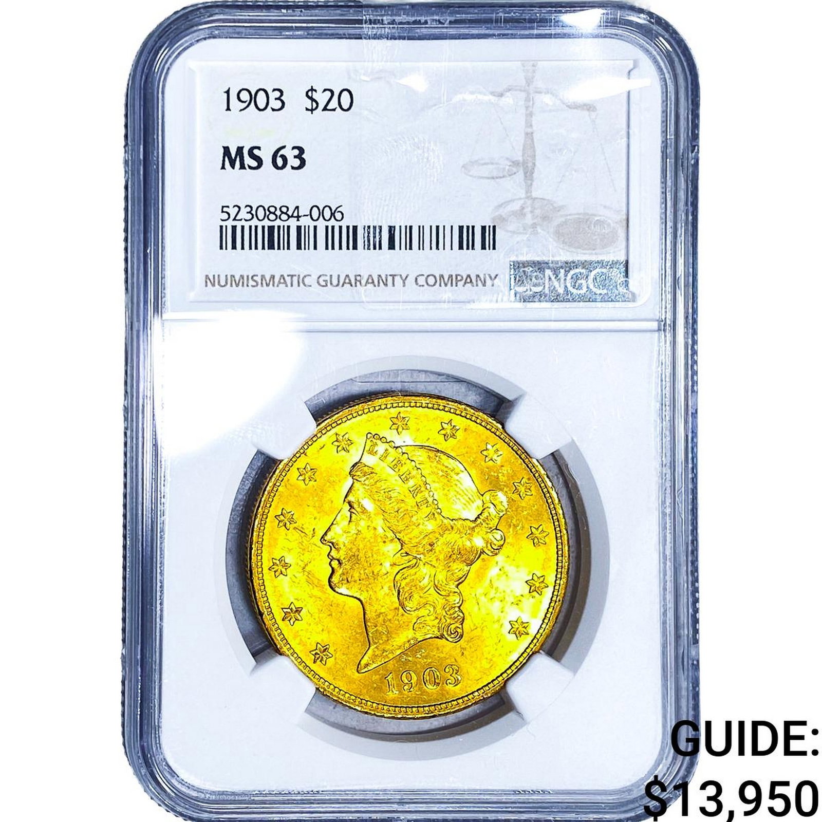 1903 $20 Gold Double Eagle NGC MS63: 1903 $20 Gold Double Eagle NGC MS63