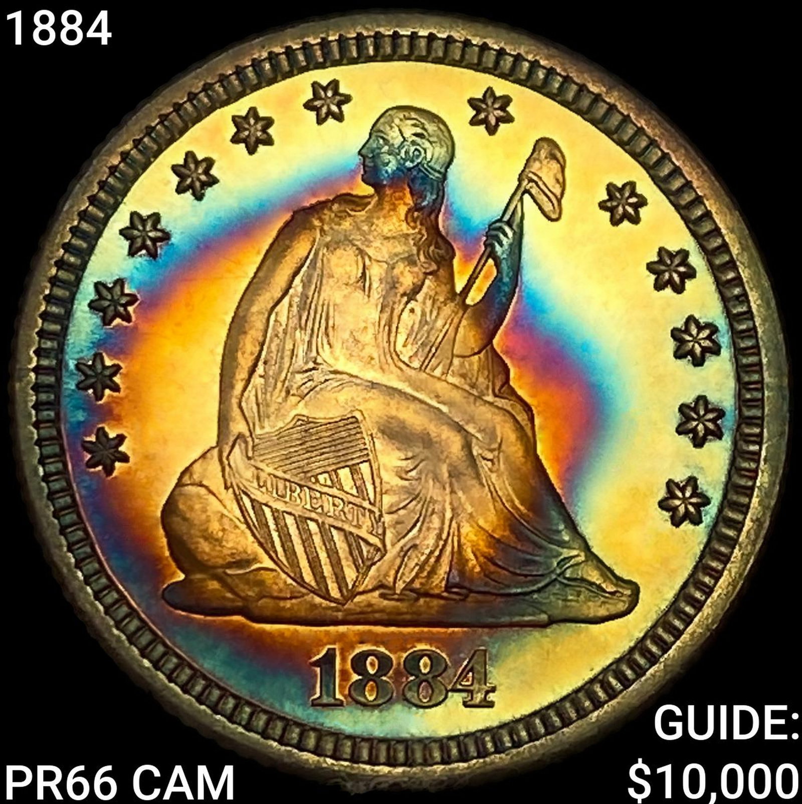 1884 Seated Liberty Quarter GEM PROOF CAM: 1884 Seated Liberty Quarter GEM PROOF CAM