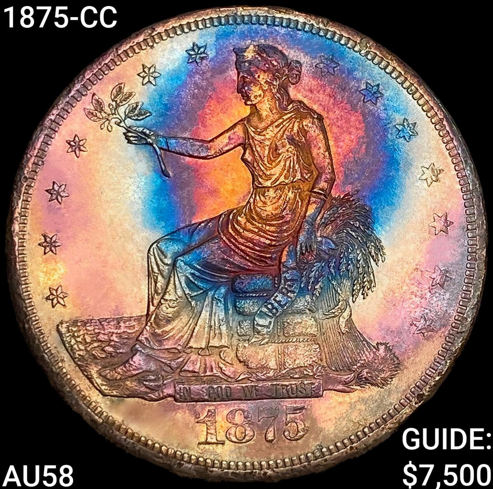 1875-CC Silver Trade Dollar CHOICE AU: 1875-CC Silver Trade Dollar CHOICE AU