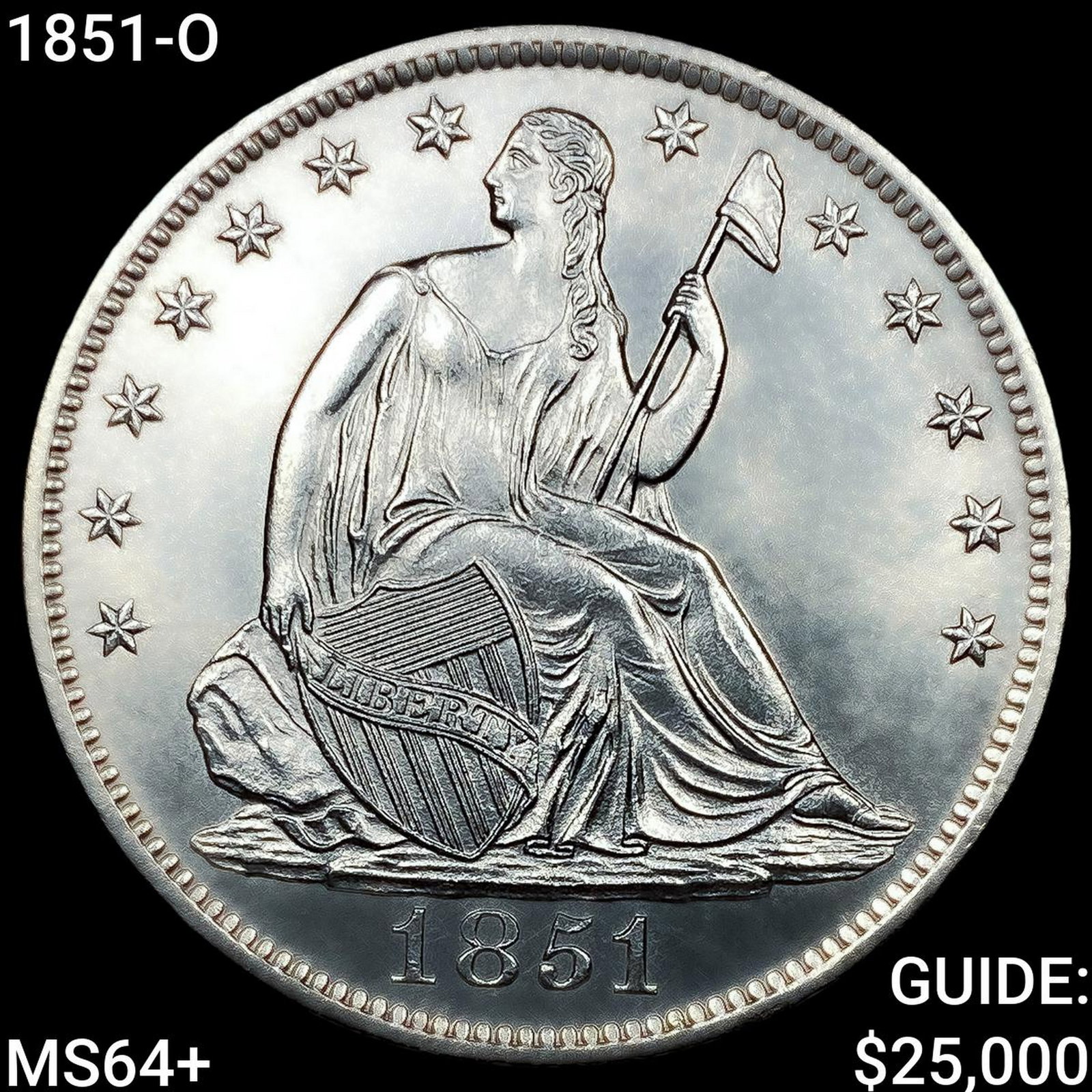1851-O Seated Liberty Half Dollar CHOICE BU+: 1851-O Seated Liberty Half Dollar CHOICE BU+
