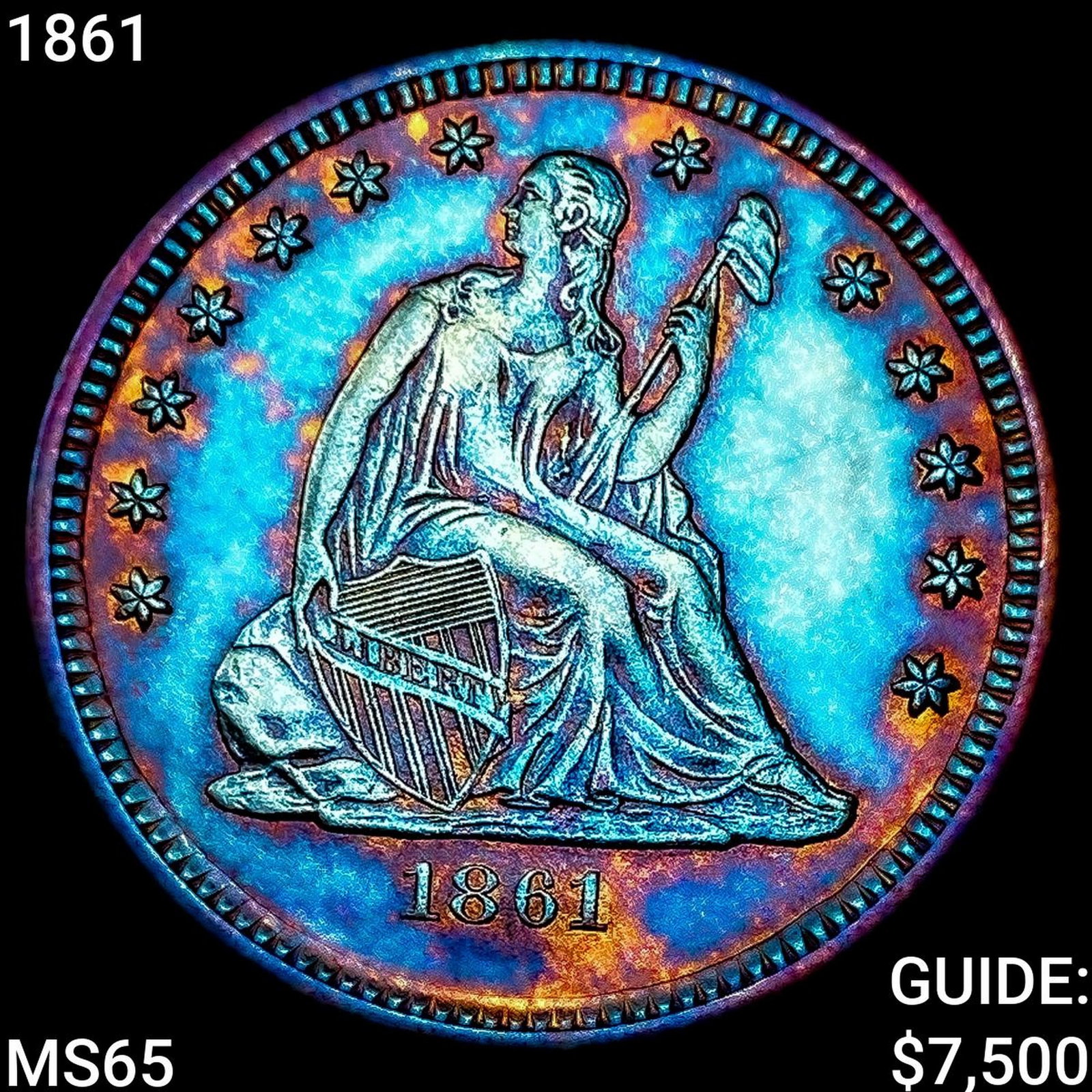 1861 Seated Liberty Quarter GEM BU: 1861 Seated Liberty Quarter GEM BU