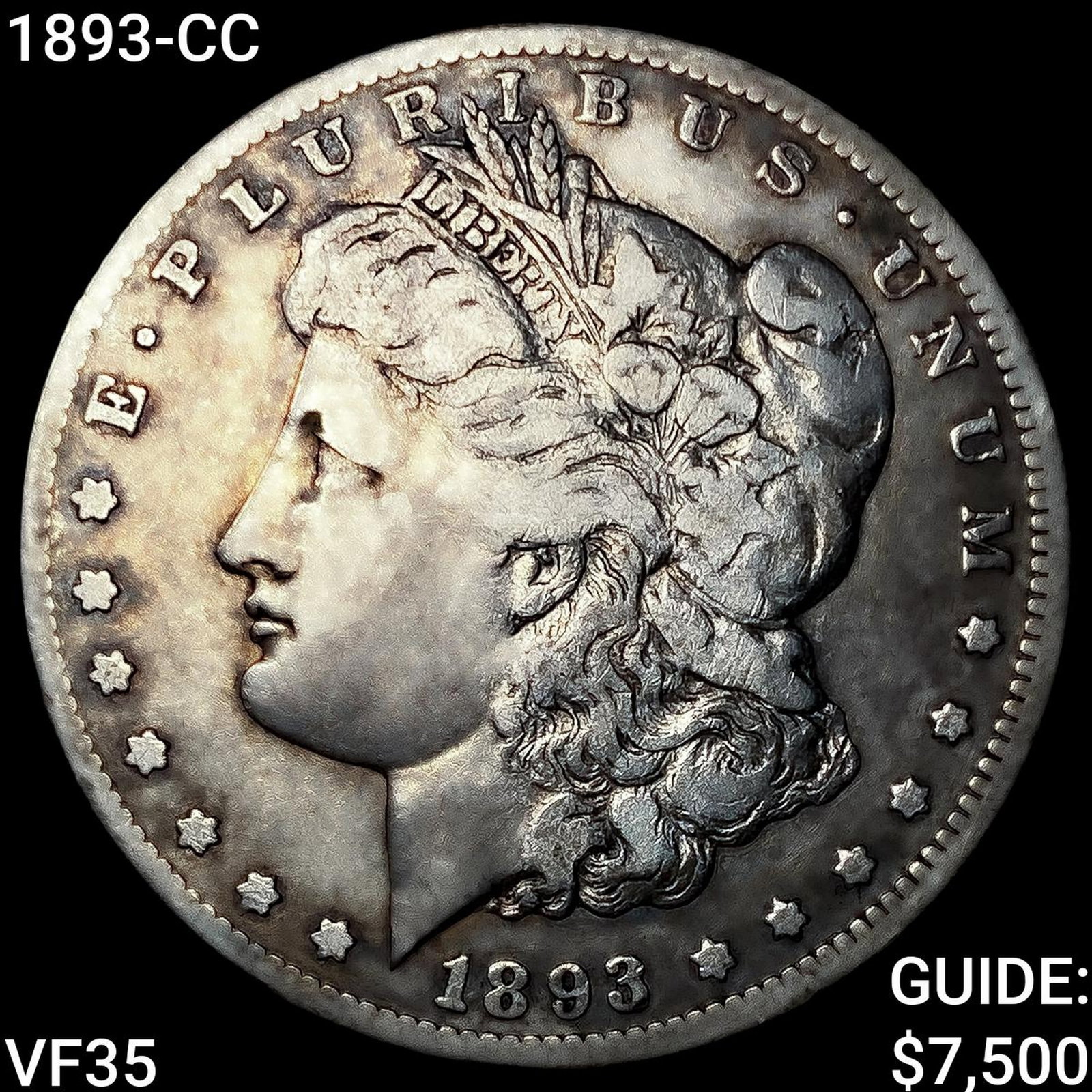 1893-CC Morgan Silver Dollar ABOUT UNCIRCULATED: 1893-CC Morgan Silver Dollar ABOUT UNCIRCULATED