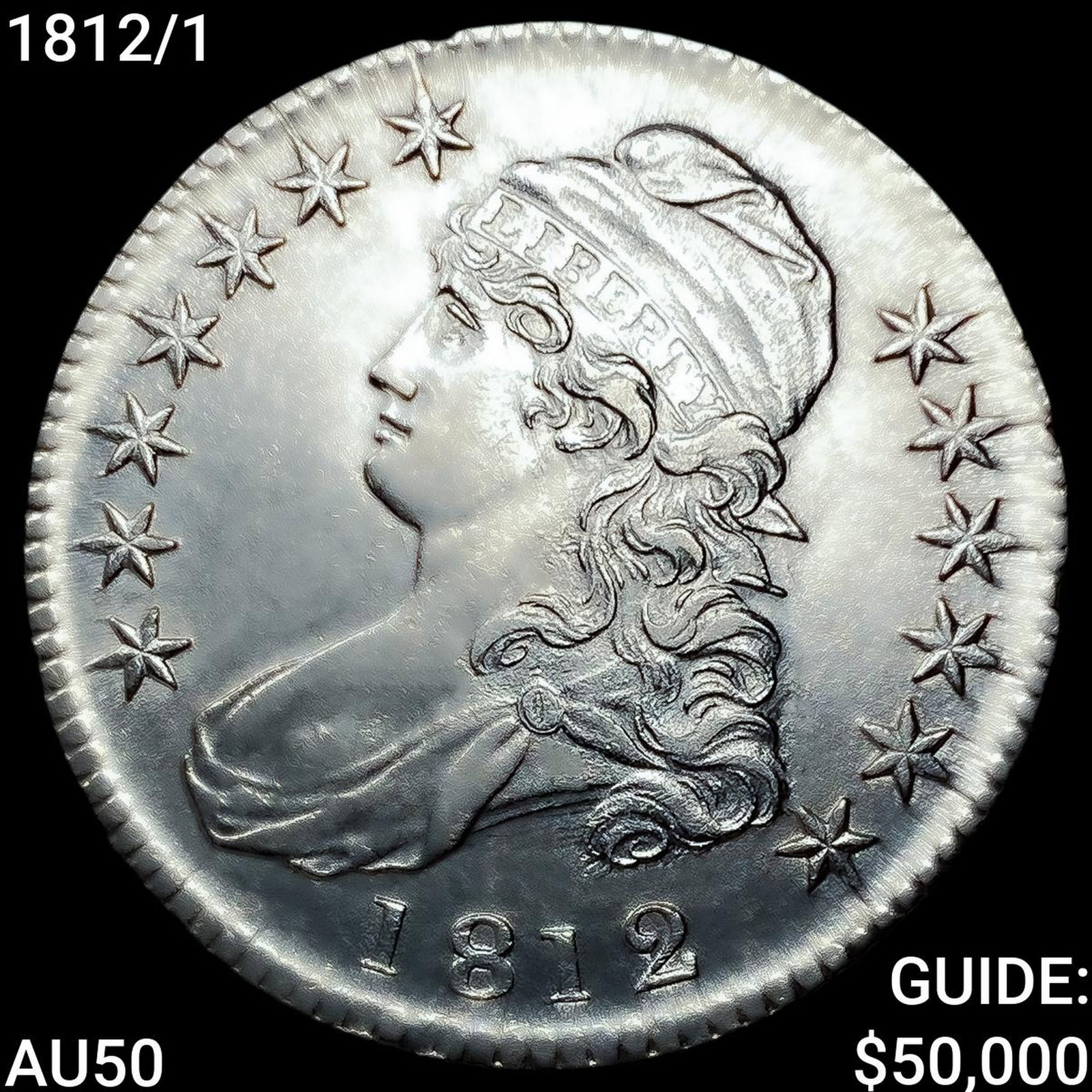 1812/1 Capped Bust Half Dollar CLOSELY UNCIRCULATED: 1812/1 Capped Bust Half Dollar CLOSELY UNCIRCULATED
