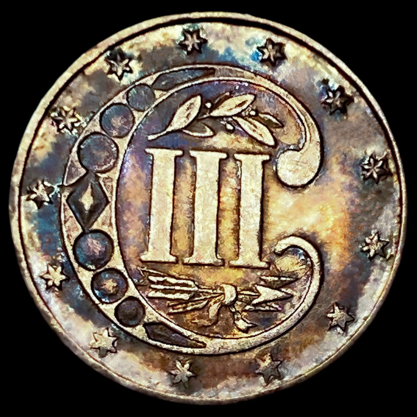 1872 Silver Three Cent CHOICE BU+ - 2