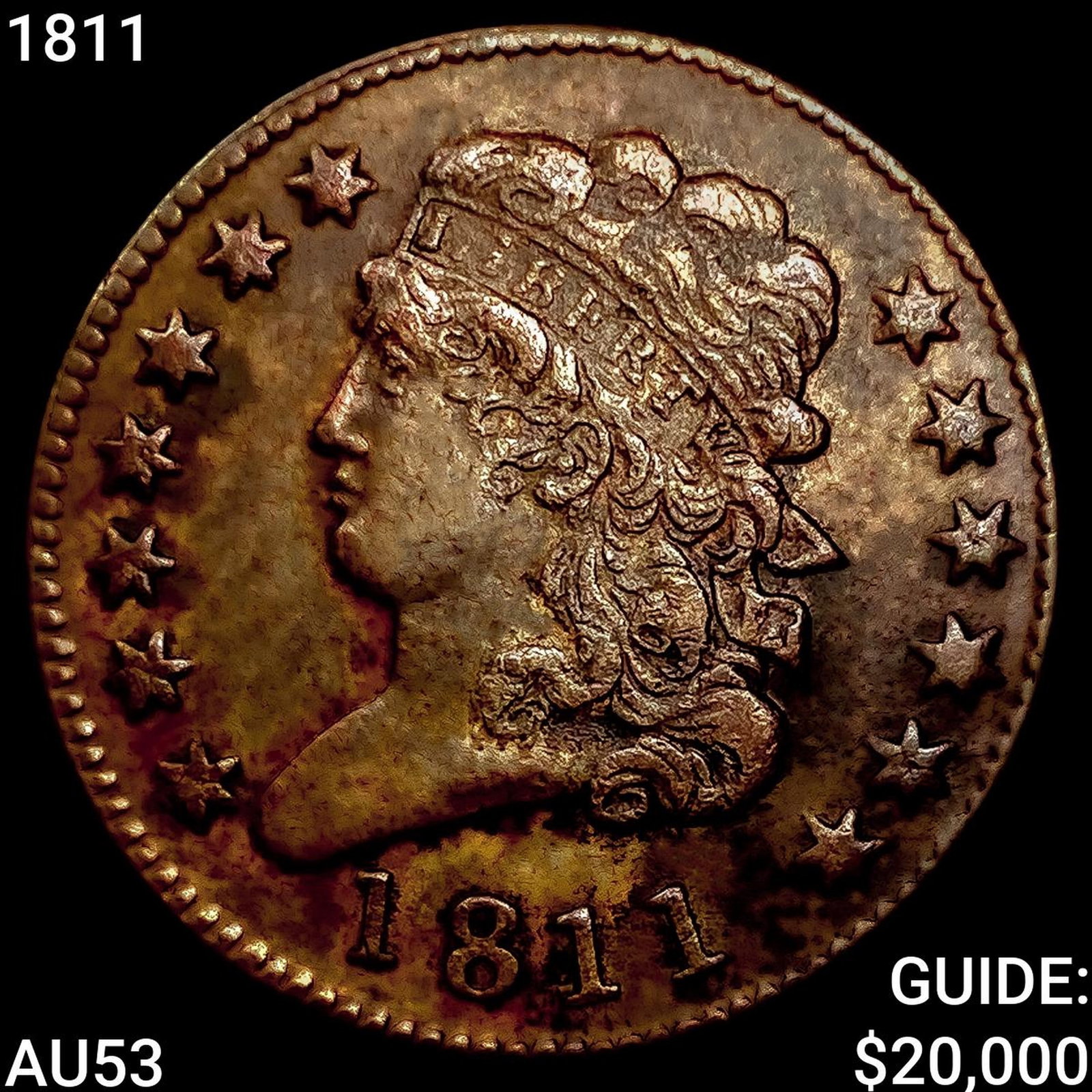 1811 Classic Head Half Cent CLOSELY UNCIRCULATED: 1811 Classic Head Half Cent CLOSELY UNCIRCULATED