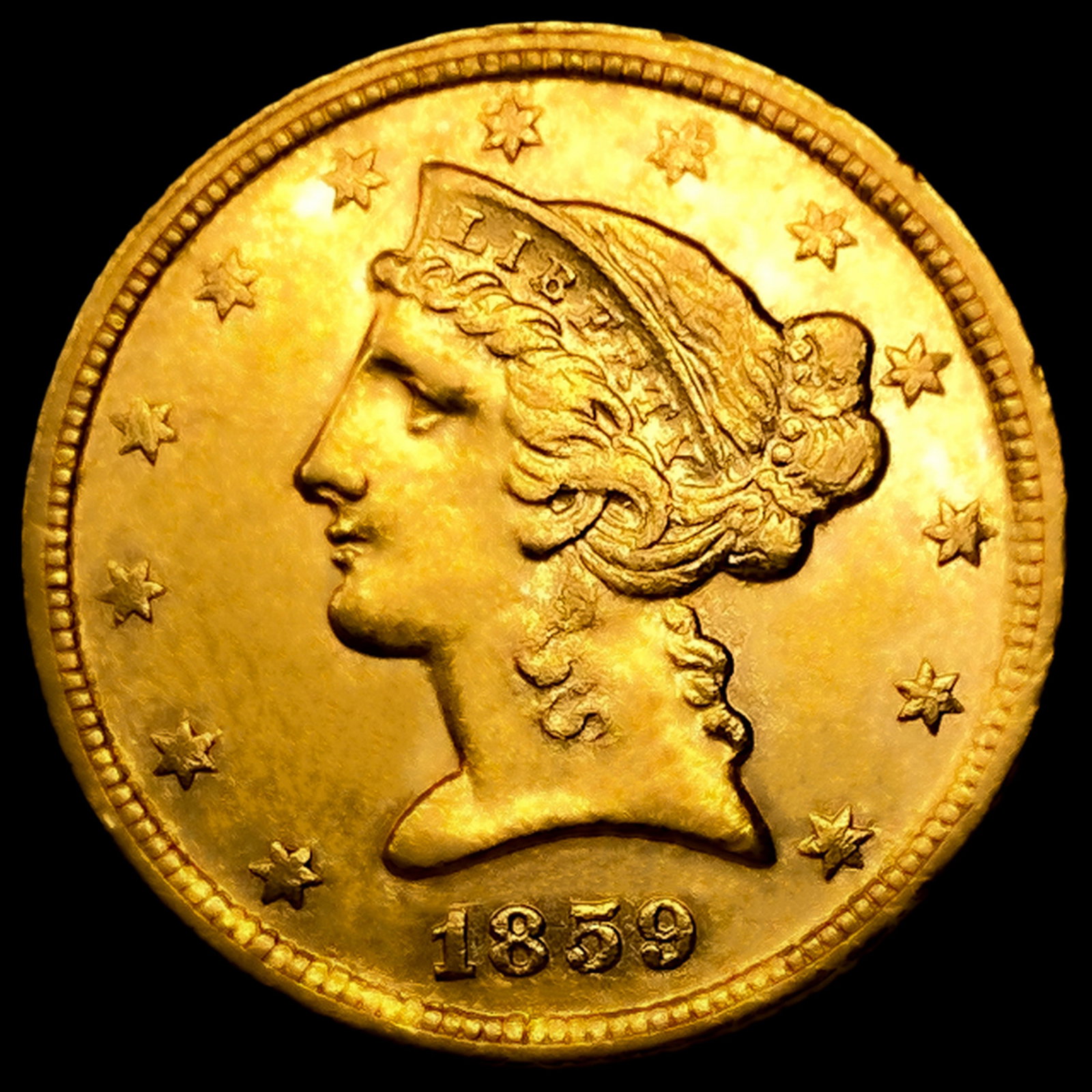 1859-C $5 Gold Half Eagle (1 of 2)