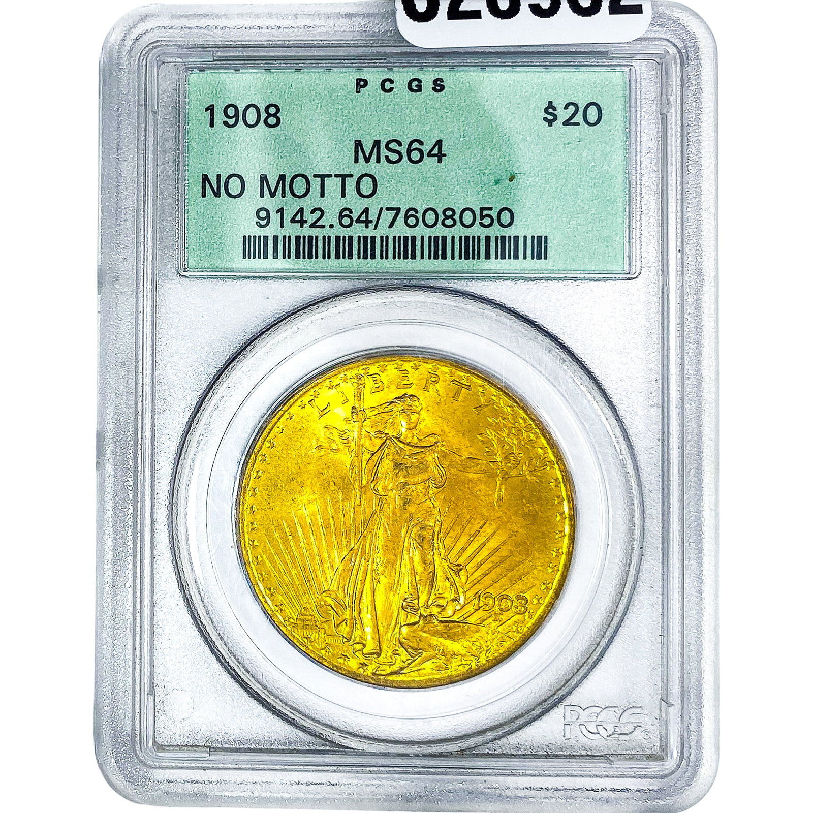 1908 $20 Gold Double Eagle PCGS MS64: 1908 $20 Gold Double Eagle PCGS MS64