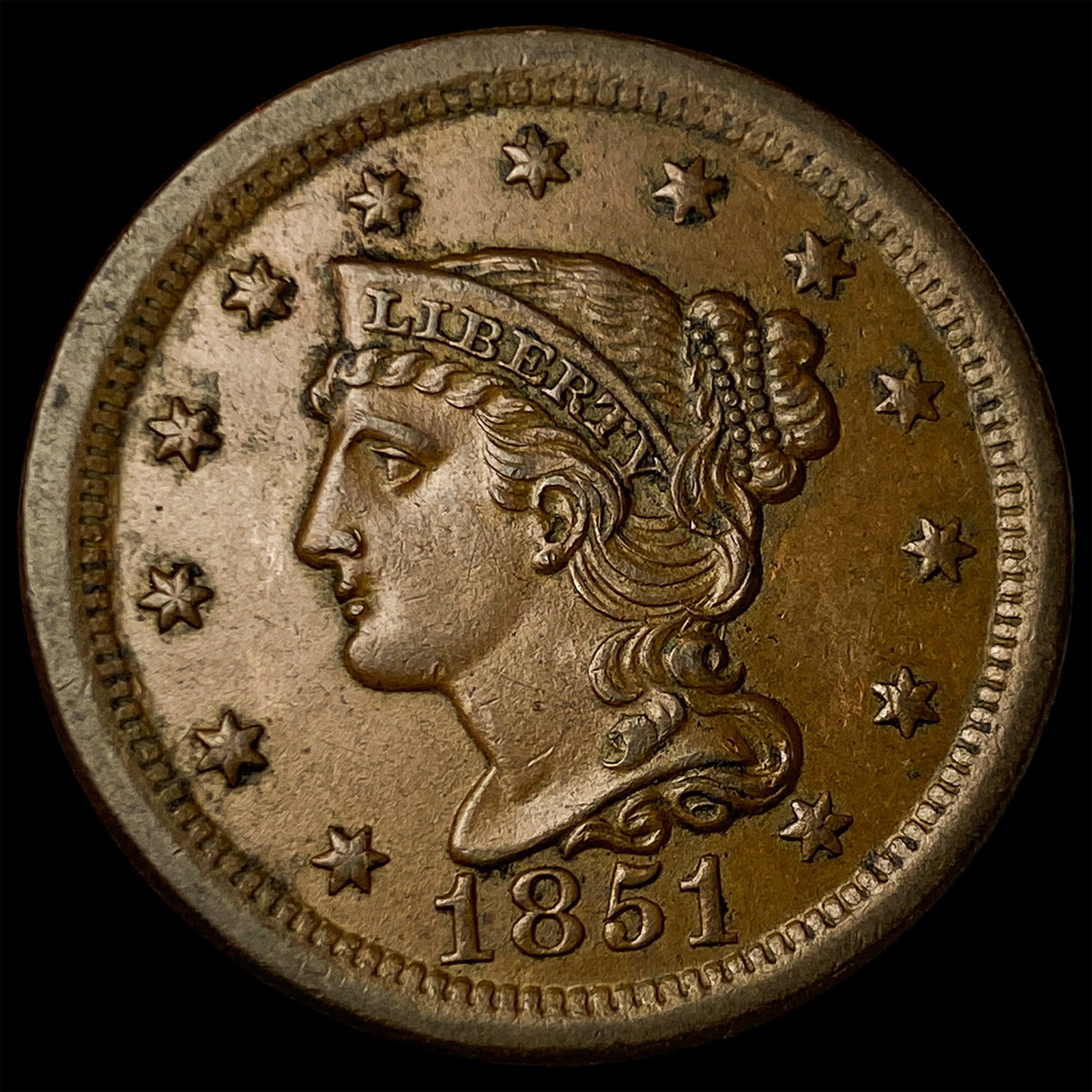 1851 Braided Hair Large Cent UNCIRCULATED (1 of 2)