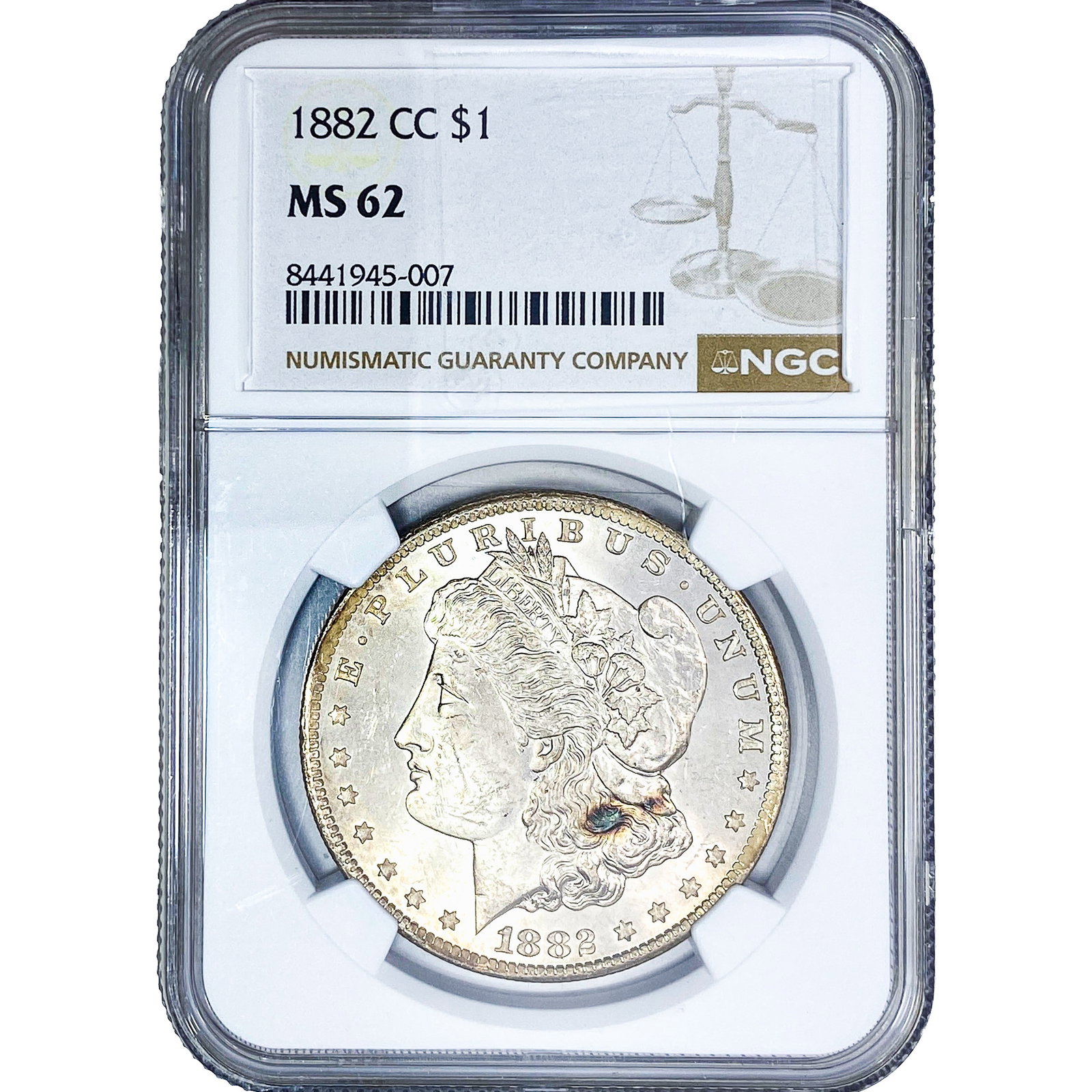 1882-CC Morgan Silver Dollar NGC MS62 (1 of 2)