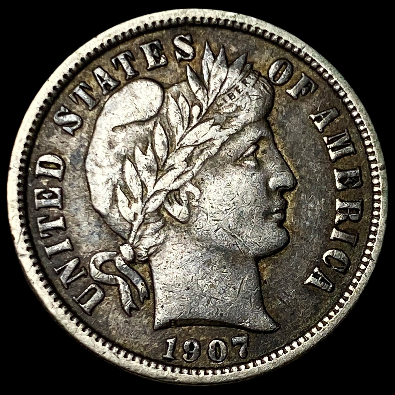 1907 Silver Barber Dime NEARLY UNCIRCULATED: 1907 Silver Barber Dime NEARLY UNCIRCULATED
