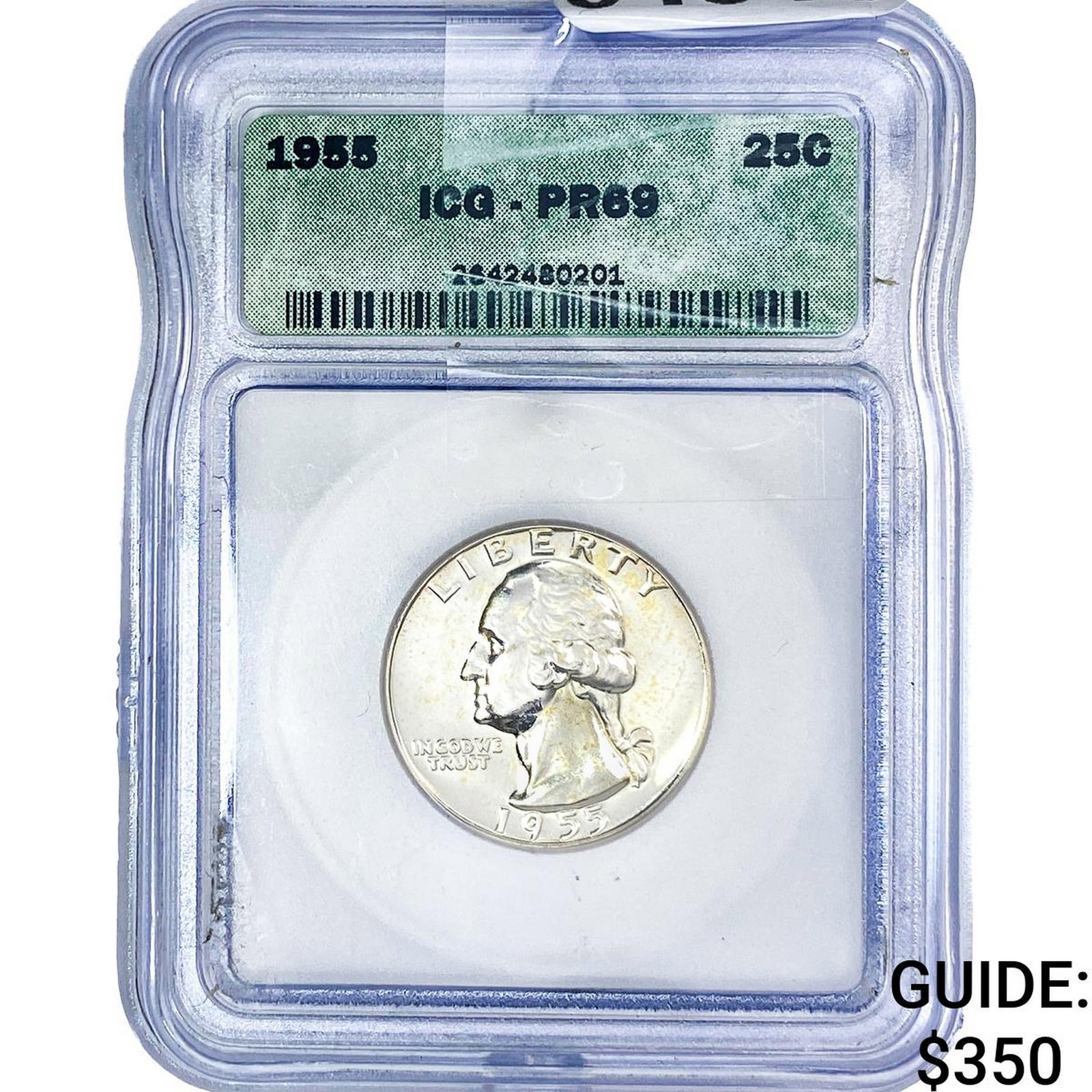 1955 Washington Silver Quarter ICG PR69: 1955 Washington Silver Quarter ICG PR69