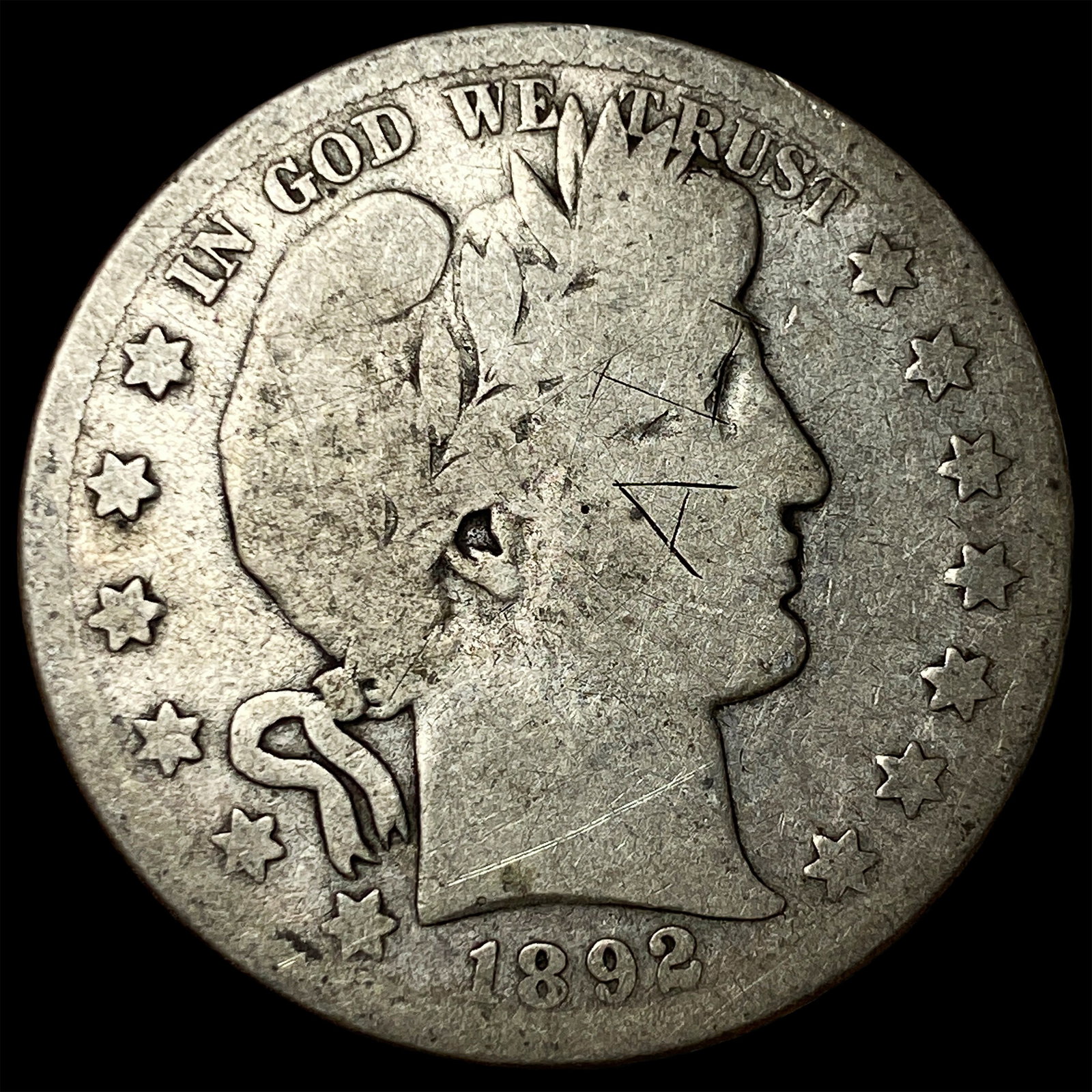 1892-S Silver Barber Half Dollar NICELY CIRCULATED: 1892-S Silver Barber Half Dollar NICELY CIRCULATED