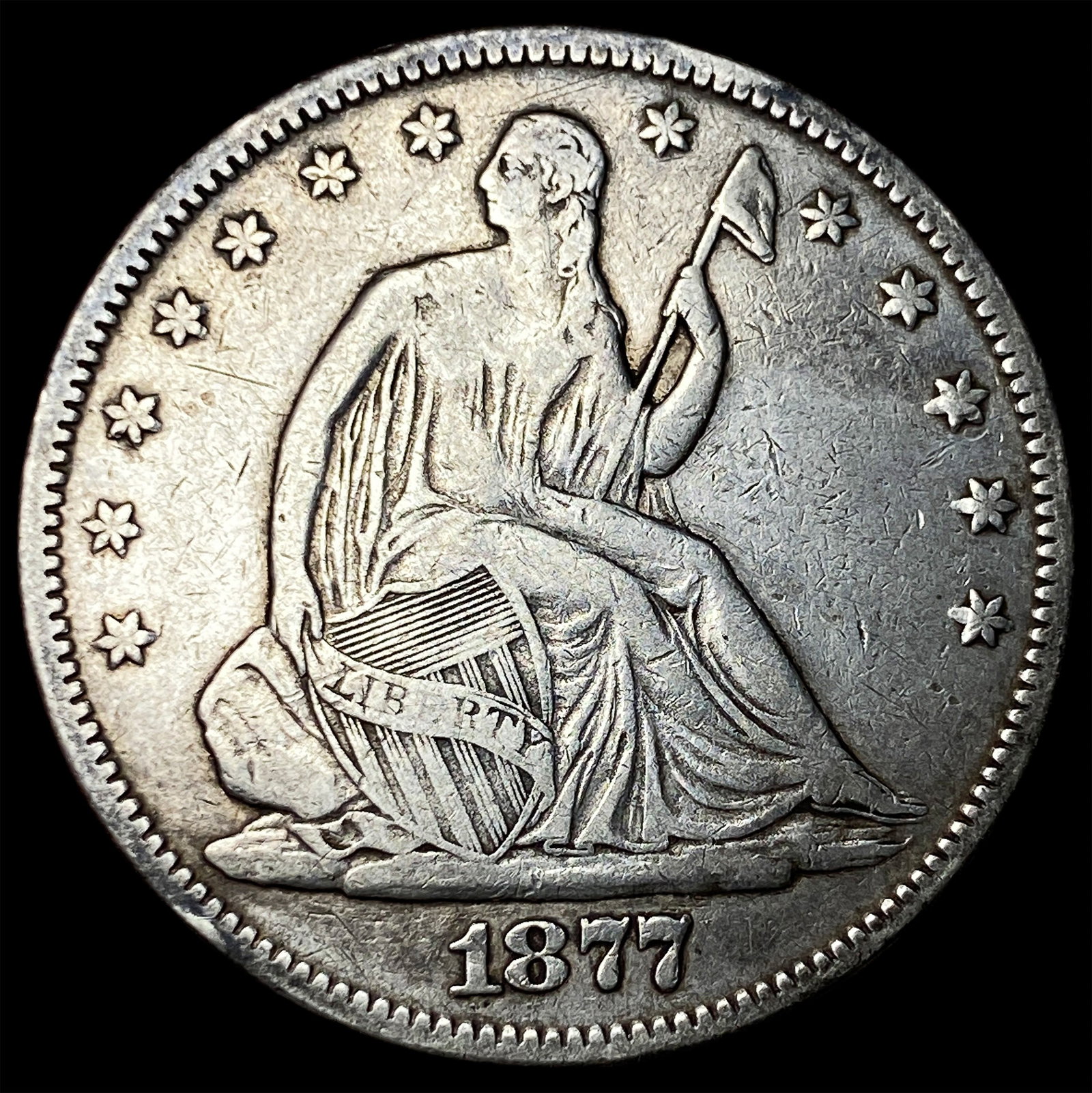 1877 Seated Liberty Half Dollar CLOSELY UNCIRCULATED: 1877 Seated Liberty Half Dollar CLOSELY UNCIRCULATED