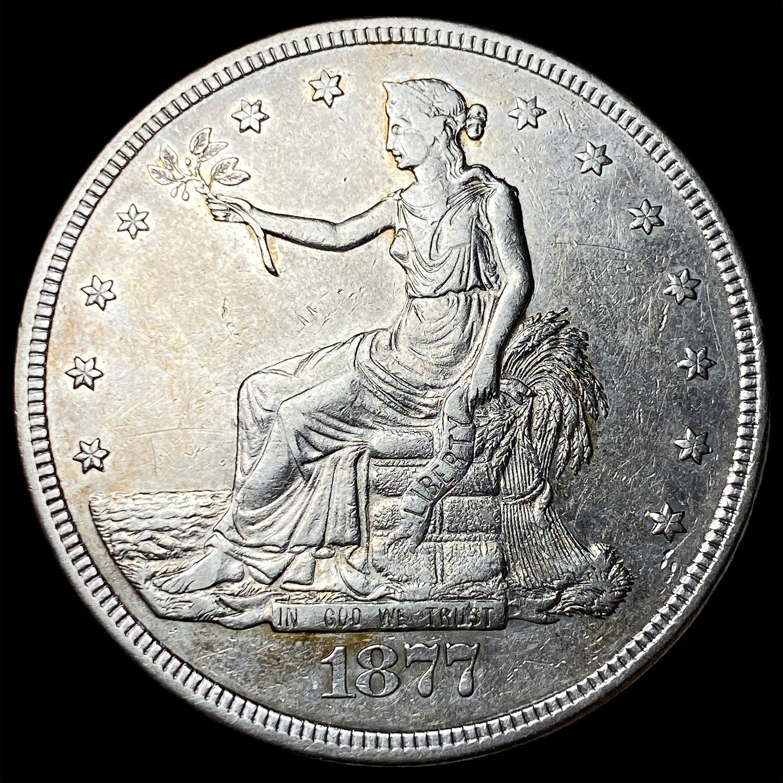1877-S Silver Trade Dollar CHOICE AU: 1877-S Silver Trade Dollar CHOICE AU