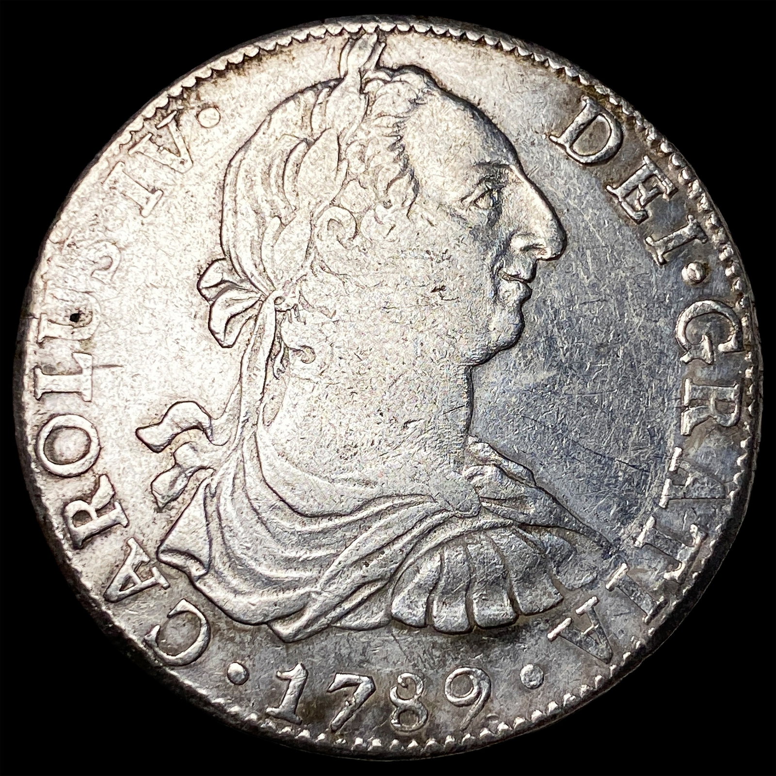 1789-MF Spain Silver 8 Reales CLOSELY UNCIRCULATED: 1789-MF Spain Silver 8 Reales CLOSELY UNCIRCULATED