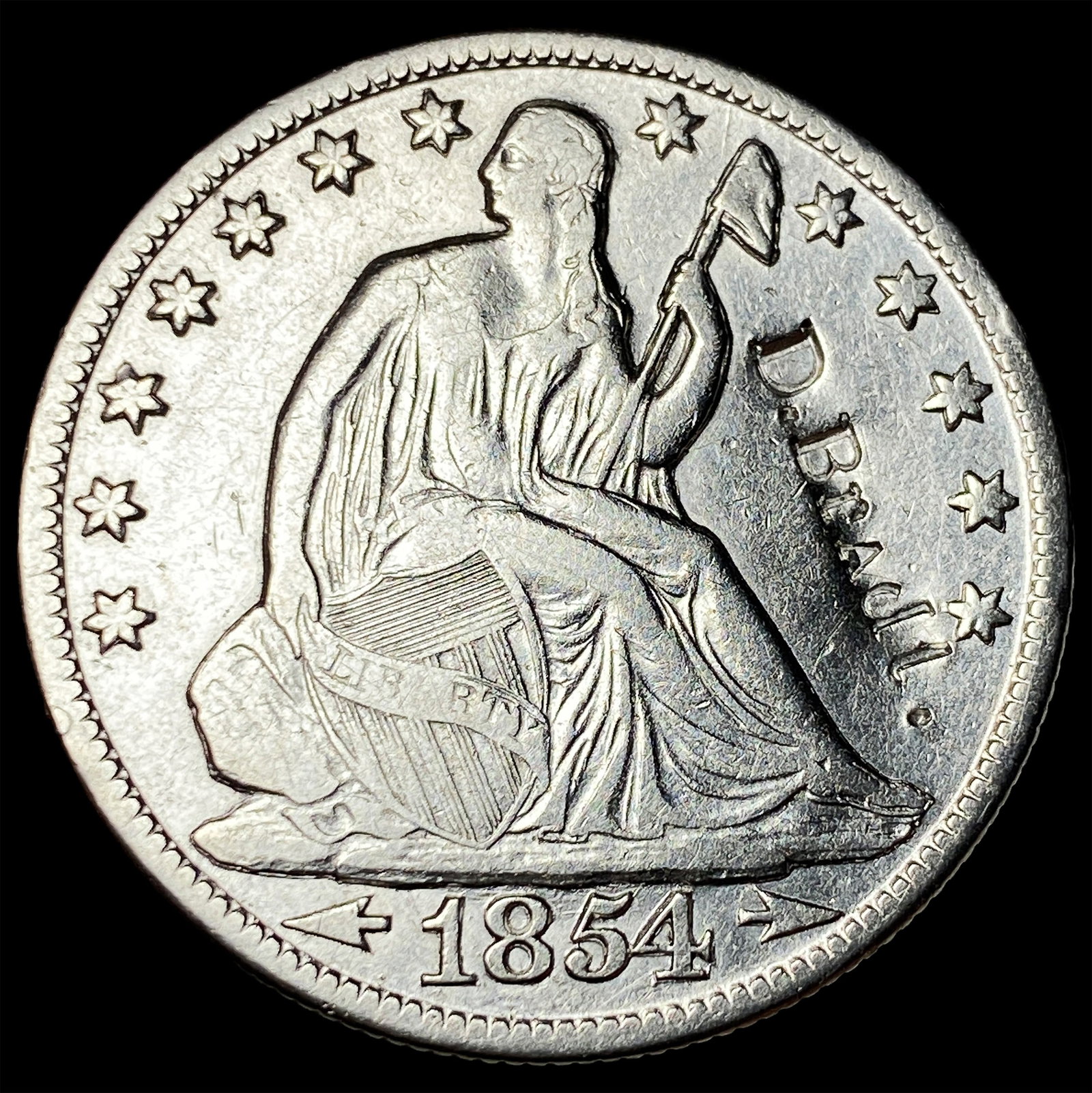 1854-O Arrows Seated Liberty Half Dollar CLOSELY UNCIRCULATED: 1854-O Arrows Seated Liberty Half Dollar CLOSELY UNCIRCULATED