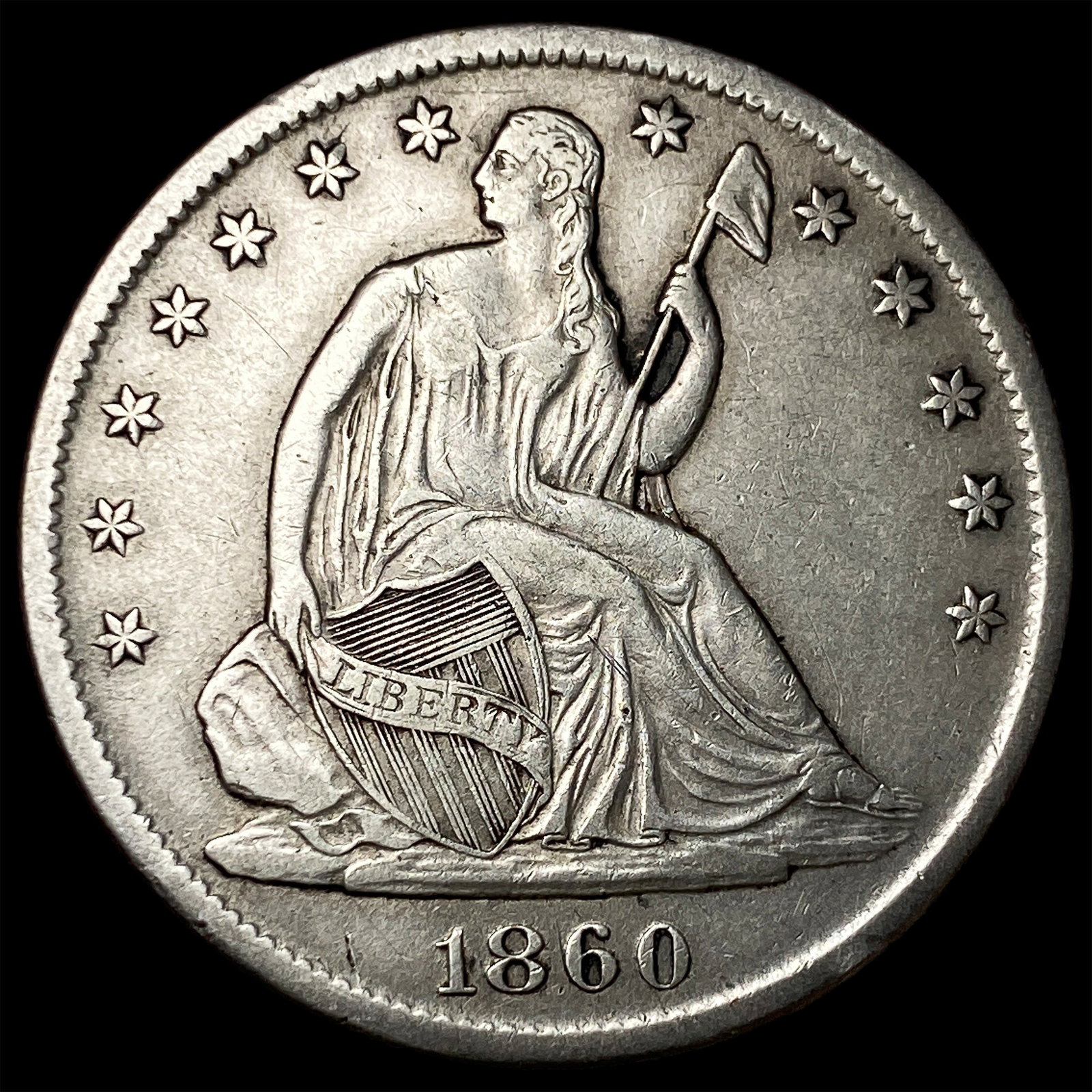 1860-S Silver Half Dollar CLOSELY UNCIRCULATED: 1860-S Silver Half Dollar CLOSELY UNCIRCULATED