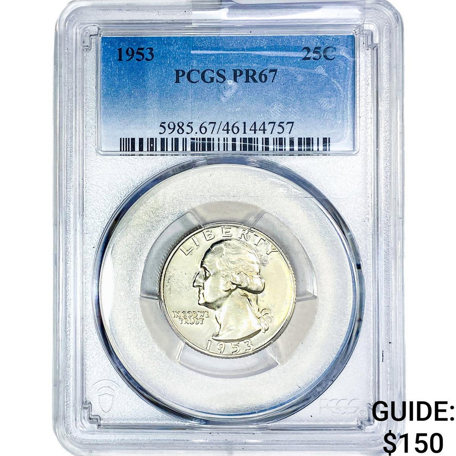 1953 Washington Silver Quarter PCGS PR67: 1953 Washington Silver Quarter PCGS PR67