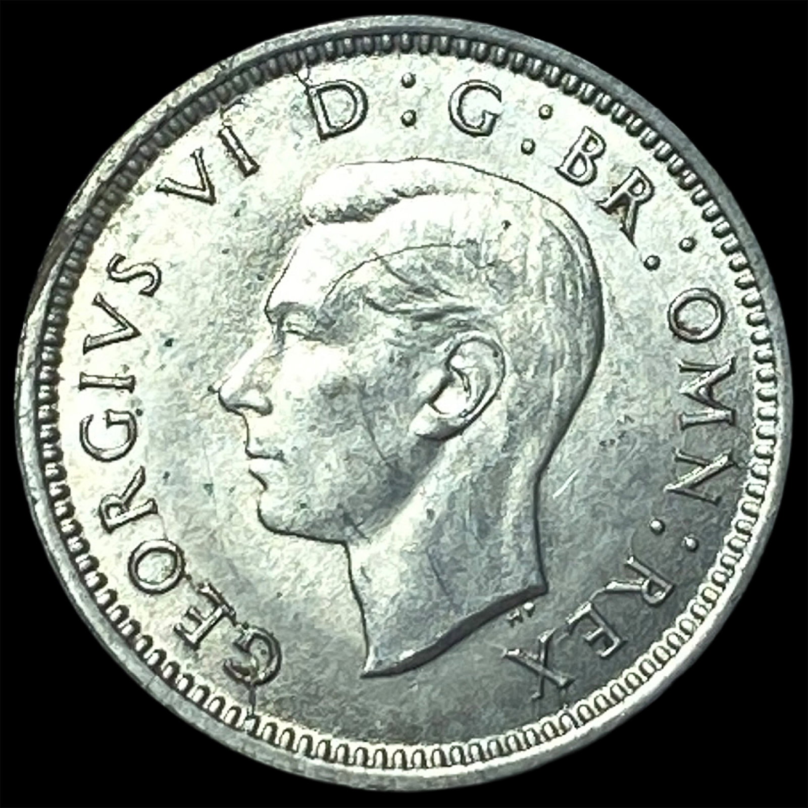 1942 Great Britain Silver 3 Pence - George VI: 1942 Great Britain Silver 3 Pence - George VI