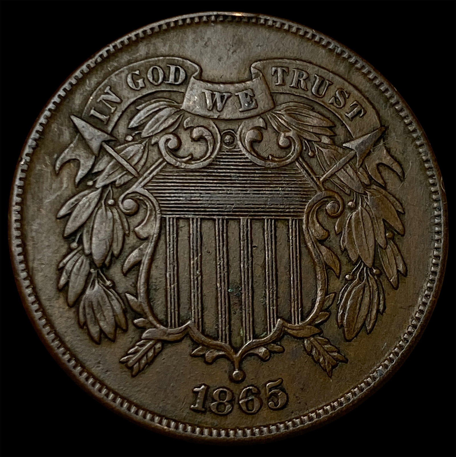 1865 Bronze Two-Cent Piece CLOSELY UNCIRCULATED (1 of 2)