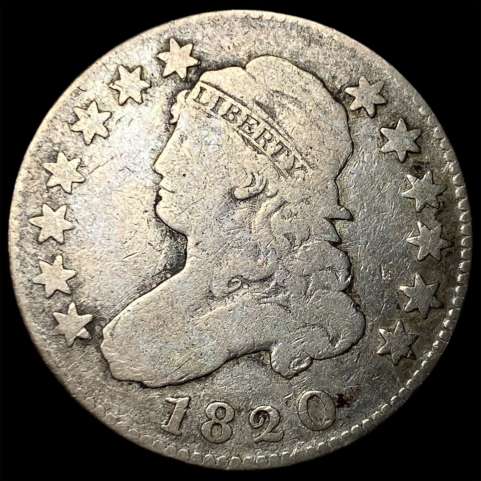 1820 Capped Bust Quarter NICELY CIRCULATED: 1820 Capped Bust Quarter NICELY CIRCULATED