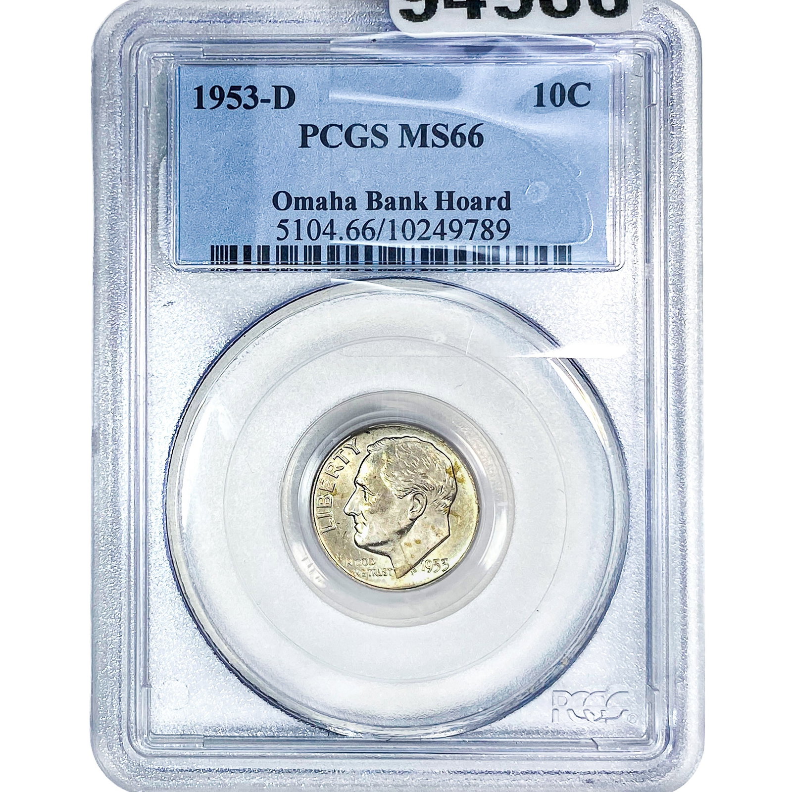 1953-D Roosevelt Dime PCGS MS66 Omaha Bank Hoard: 1953-D Roosevelt Dime PCGS MS66 Omaha Bank Hoard