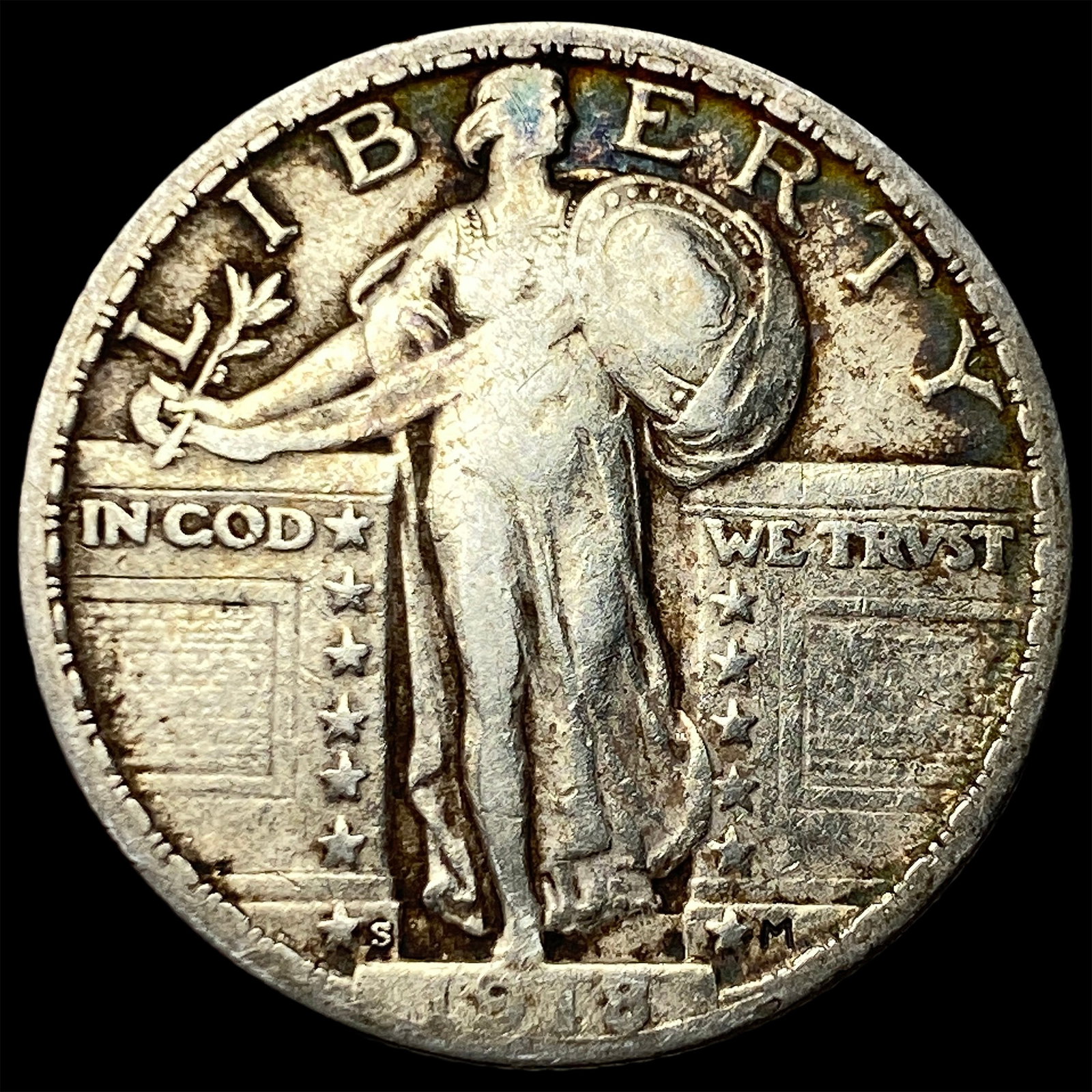 1918-S Silver Standing Liberty Quarter LIGHTLY CIRCULATED: 1918-S Silver Standing Liberty Quarter LIGHTLY CIRCULATED