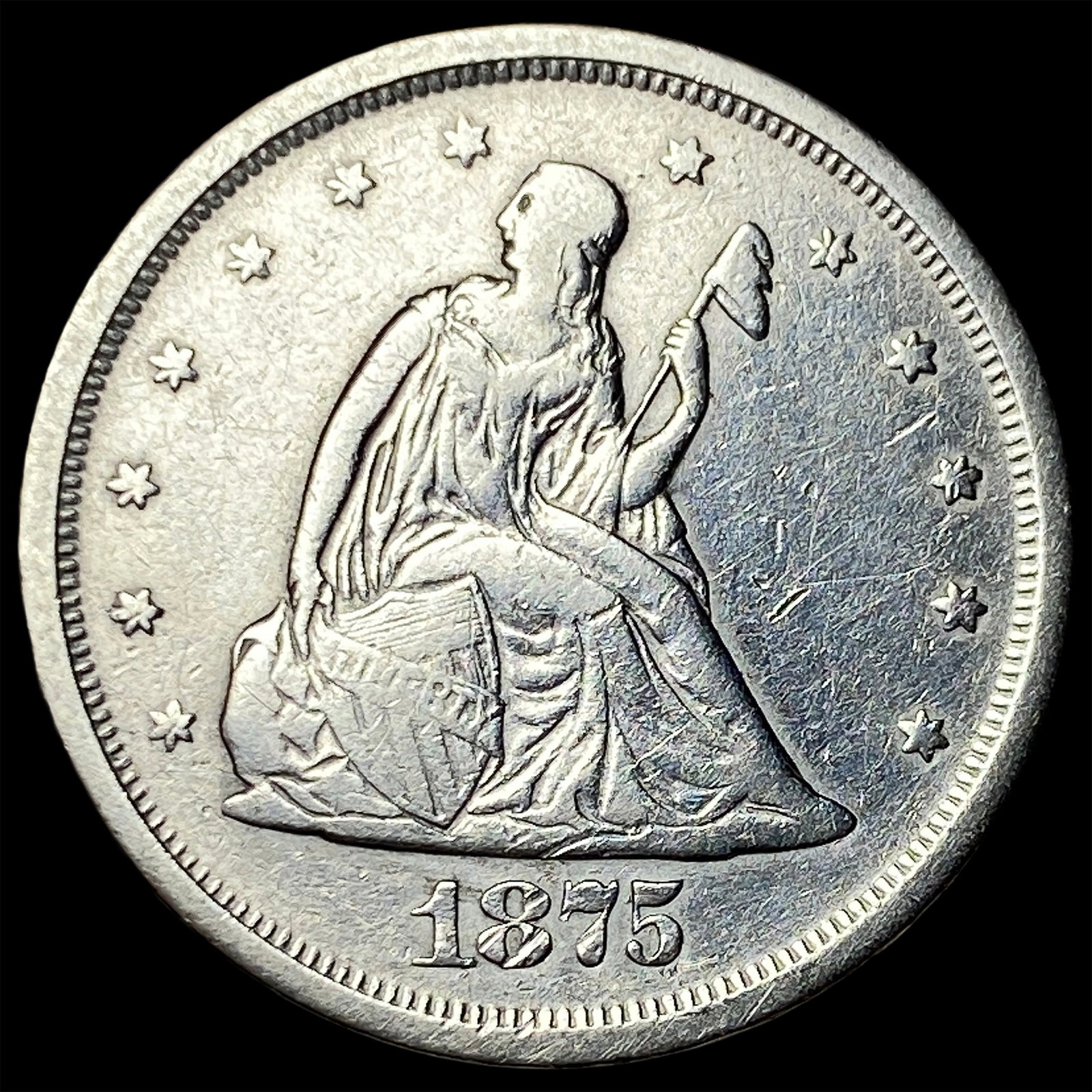 1875-S Silver Twenty Cents CLOSELY UNCIRCULATED: 1875-S Silver Twenty Cents CLOSELY UNCIRCULATED
