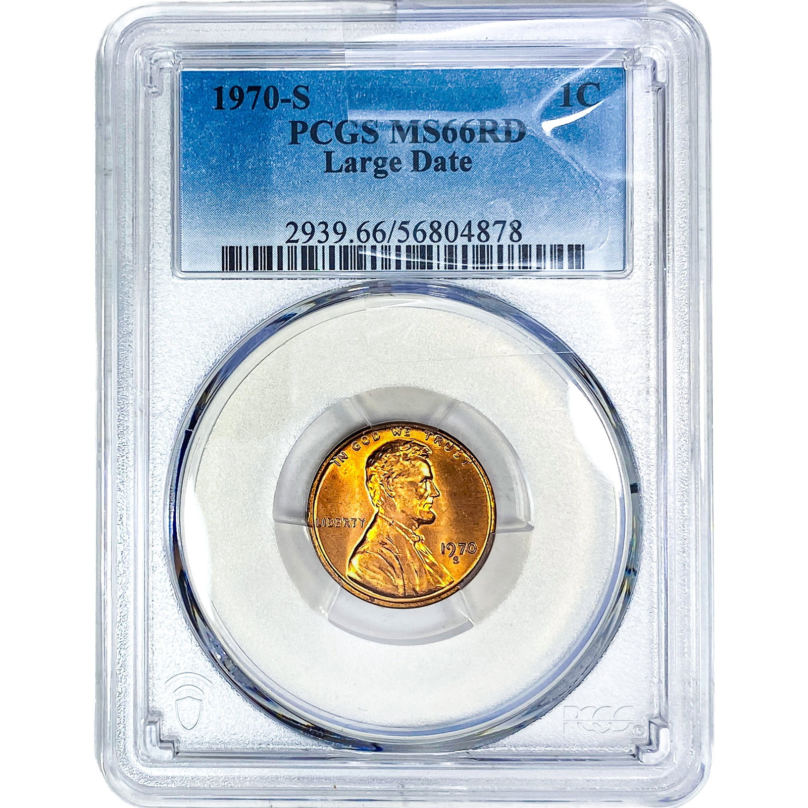 1970-S Wheat Cent PCGS MS66 RD Large Date: 1970-S Wheat Cent PCGS MS66 RD Large Date