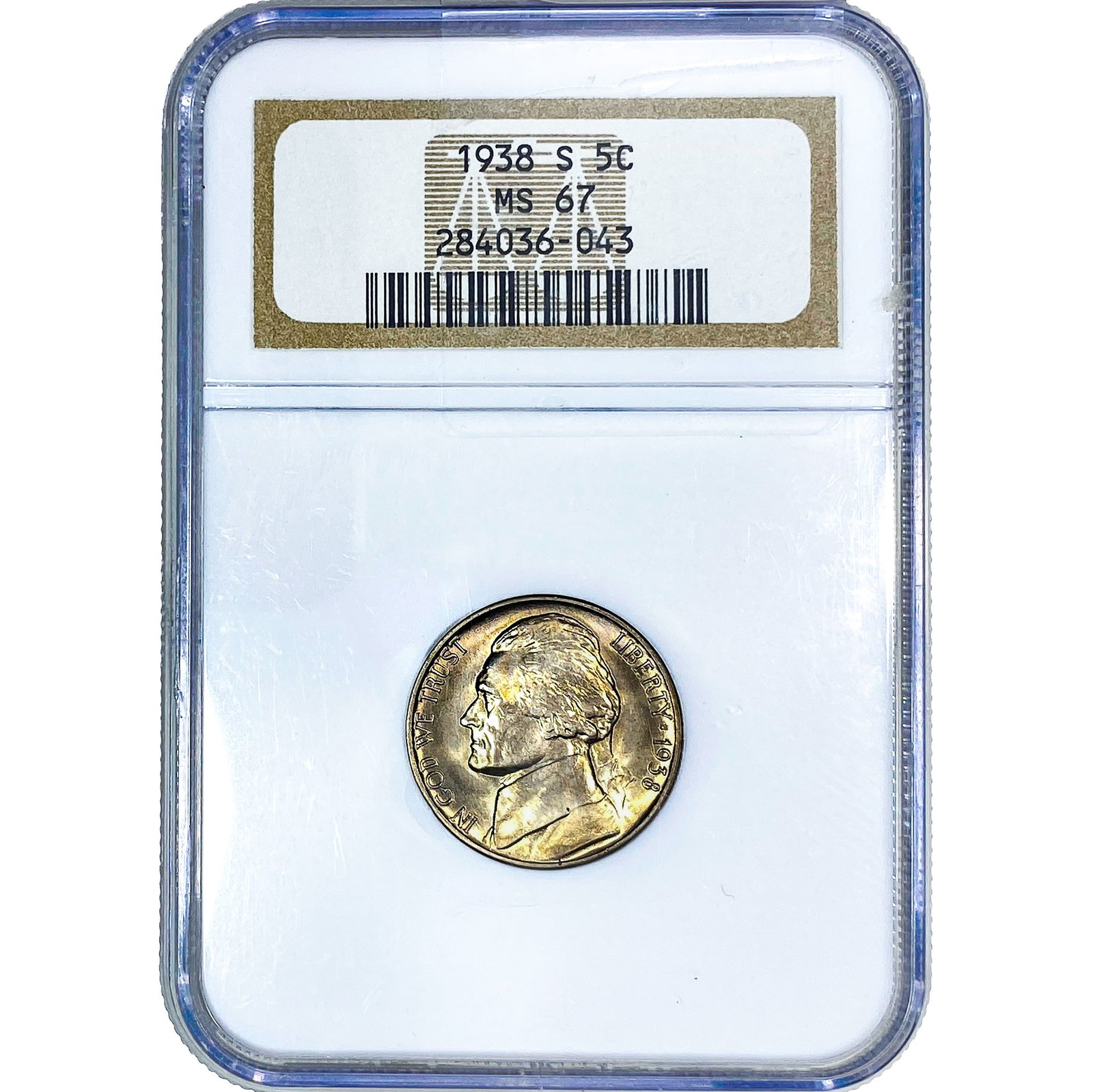 1938-S Jefferson Nickel NGC MS67: 1938-S Jefferson Nickel NGC MS67
