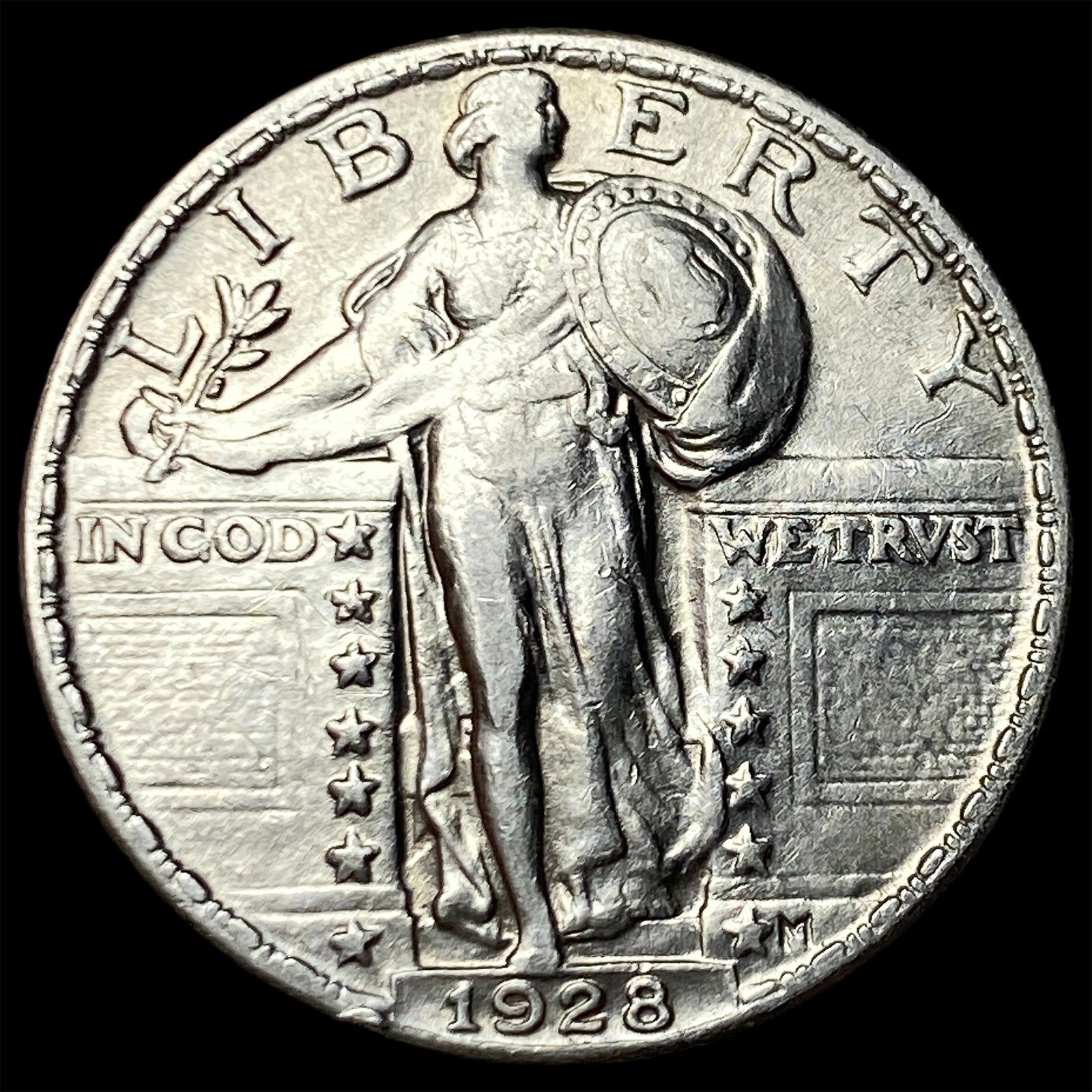1928 Silver Standing Liberty Quarter CLOSELY UNCIRCULATED: 1928 Silver Standing Liberty Quarter CLOSELY UNCIRCULATED