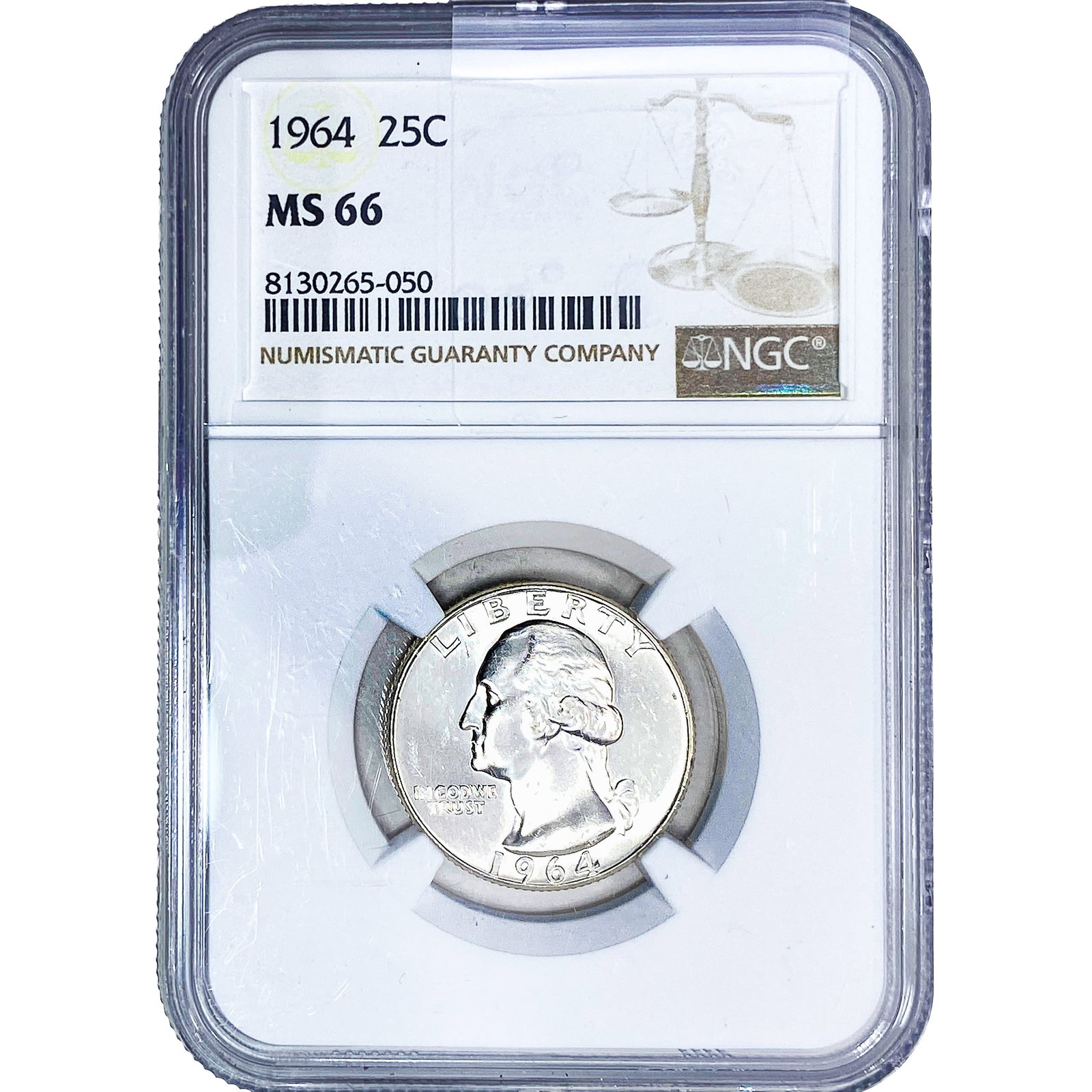 1964 Washington Silver Quarter NGC MS66: 1964 Washington Silver Quarter NGC MS66