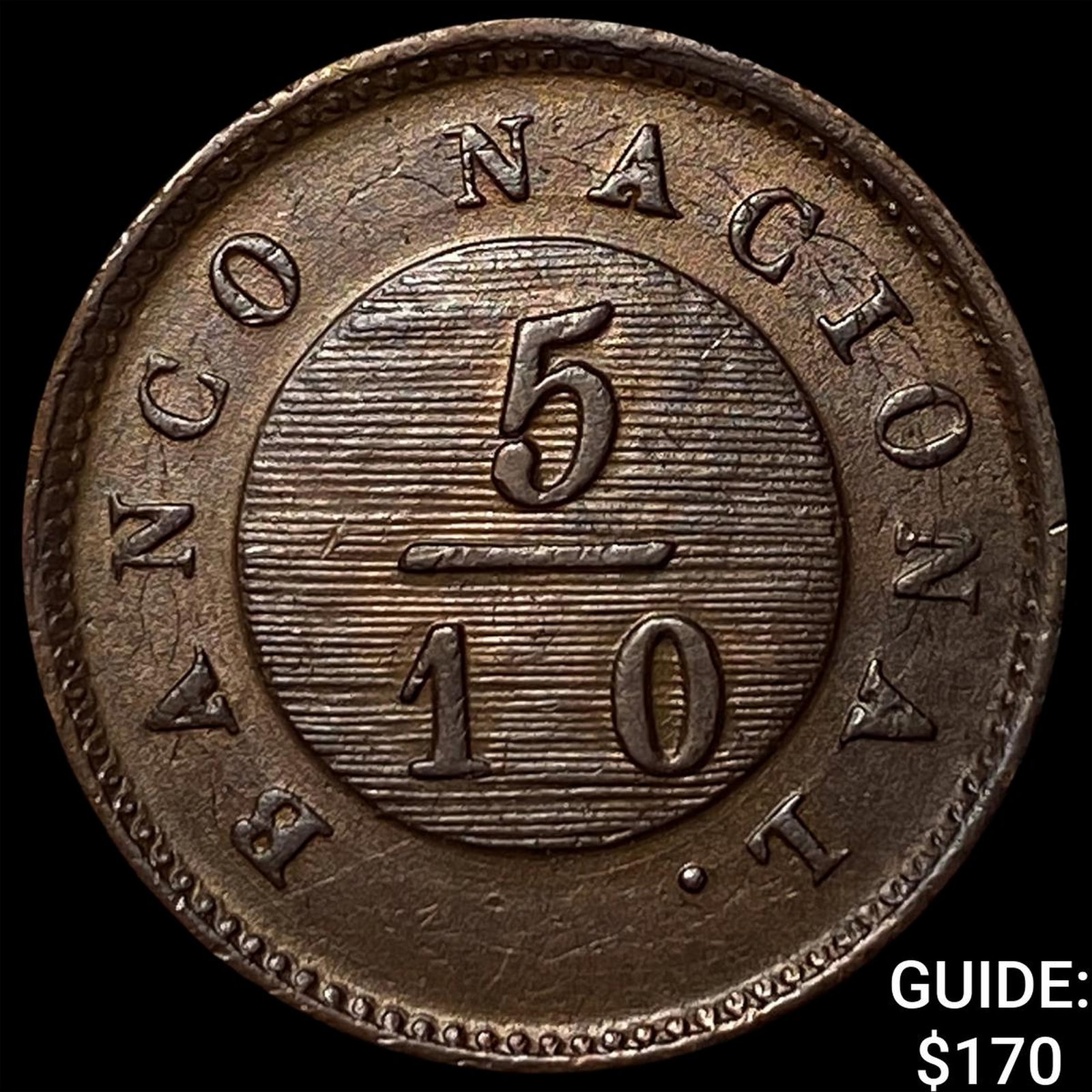 1872 Buenos Aires Copper 5/10 Real: 1872 Buenos Aires Copper 5/10 Real