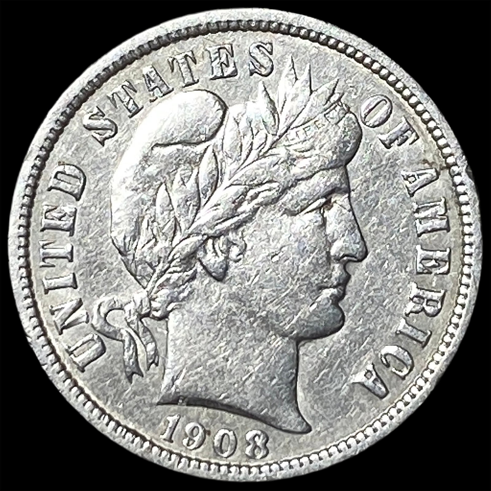 1908 Barber Dime CHOICE AU: 1908 Barber Dime CHOICE AU